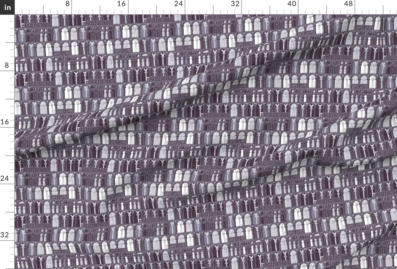 Midnight Classical Architecture Greece Printed Satin Fabric by The Yard - Premium Sewing Material for Lining, Apparel, Fashion, Blankets & Home Decor | Perfect for Dresses, Curtains & DIY Projects