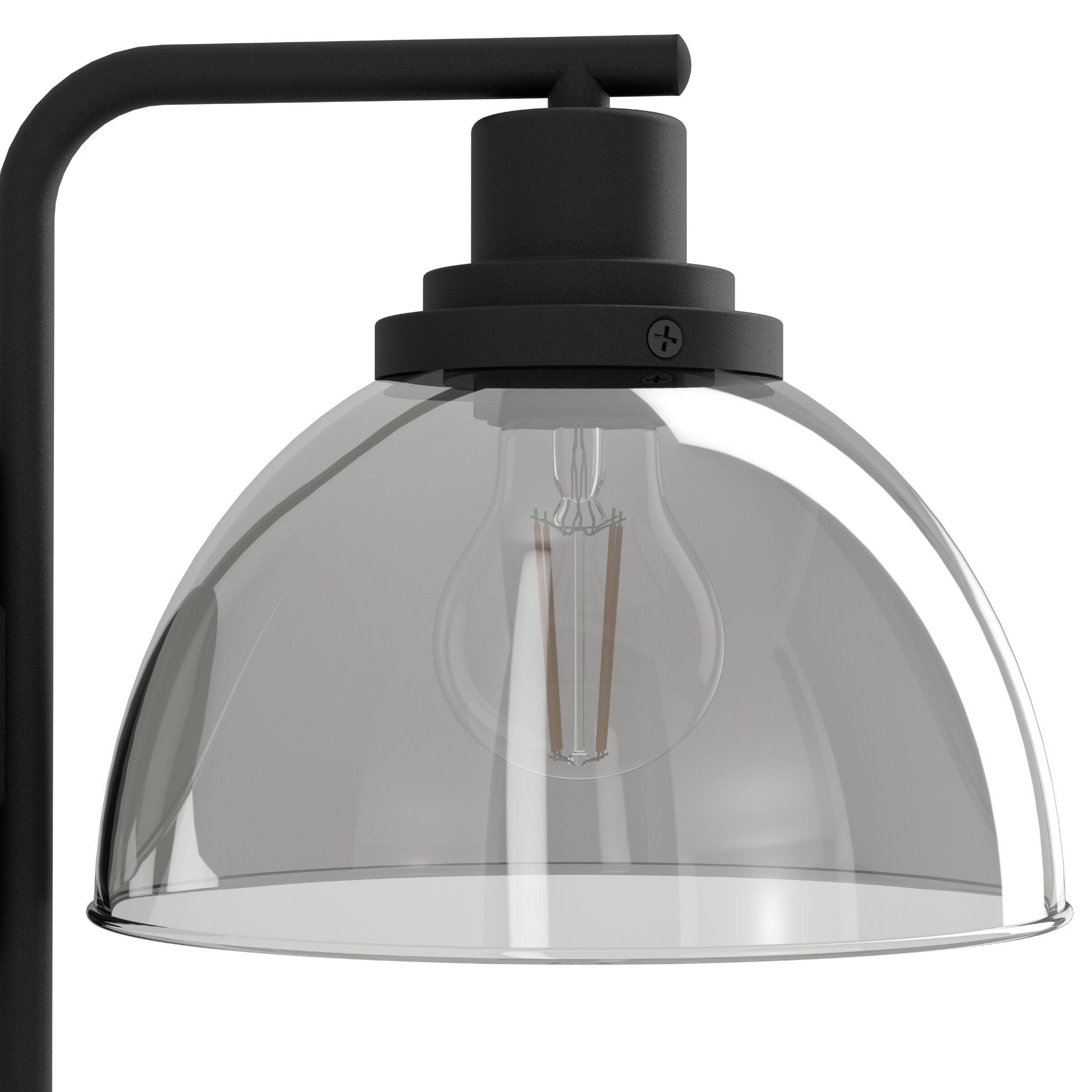 Eglo Beleser Modern Black Floor Lamp with Smoked Glass Shade - Slim Standing Light for Living Room, Bedroom & Office Decor