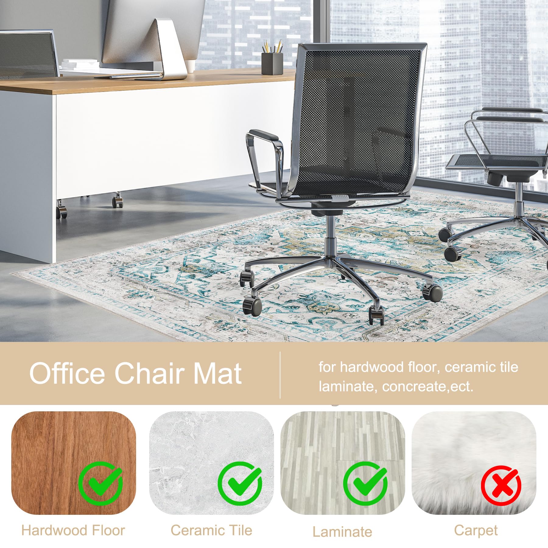 Premium Office Chair Mat for Hardwood & Tile Floors 48