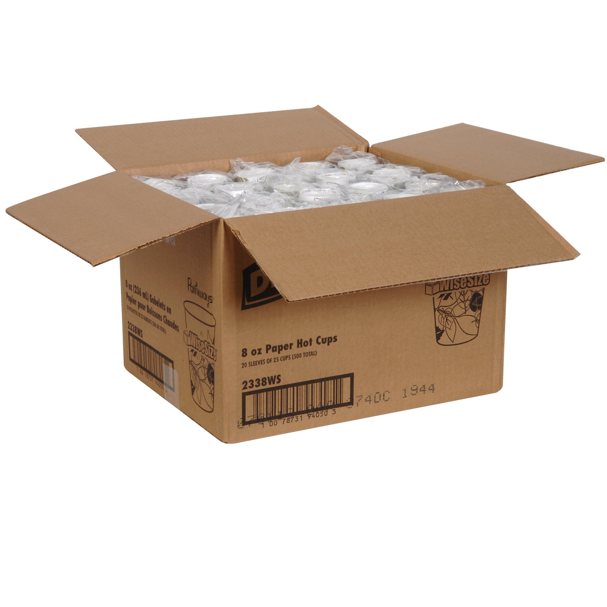 GP PRO Dixie 8 oz Disposable Paper Coffee Cups - 500 Count (20 Sleeves x 25 Cups) with Pathways Design - Perfect for Offices, Cafes, and Home Use - 2338WS