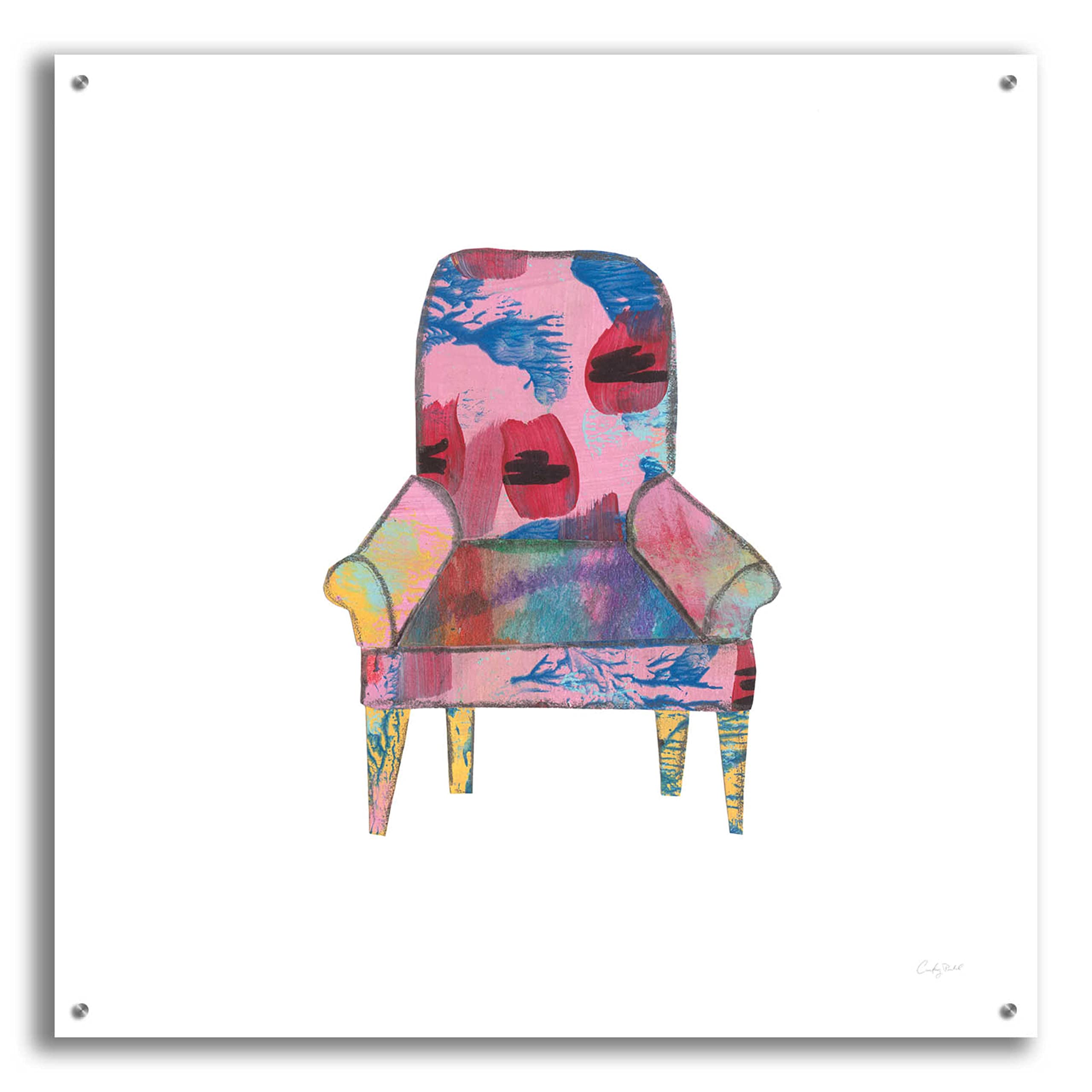 Courtney Prahl Mod Chairs VII - 36x36 Inch Modern Acrylic Glass Wall Art Decor for Living Room, Bedroom & Office - Contemporary Abstract Painting Home Decor