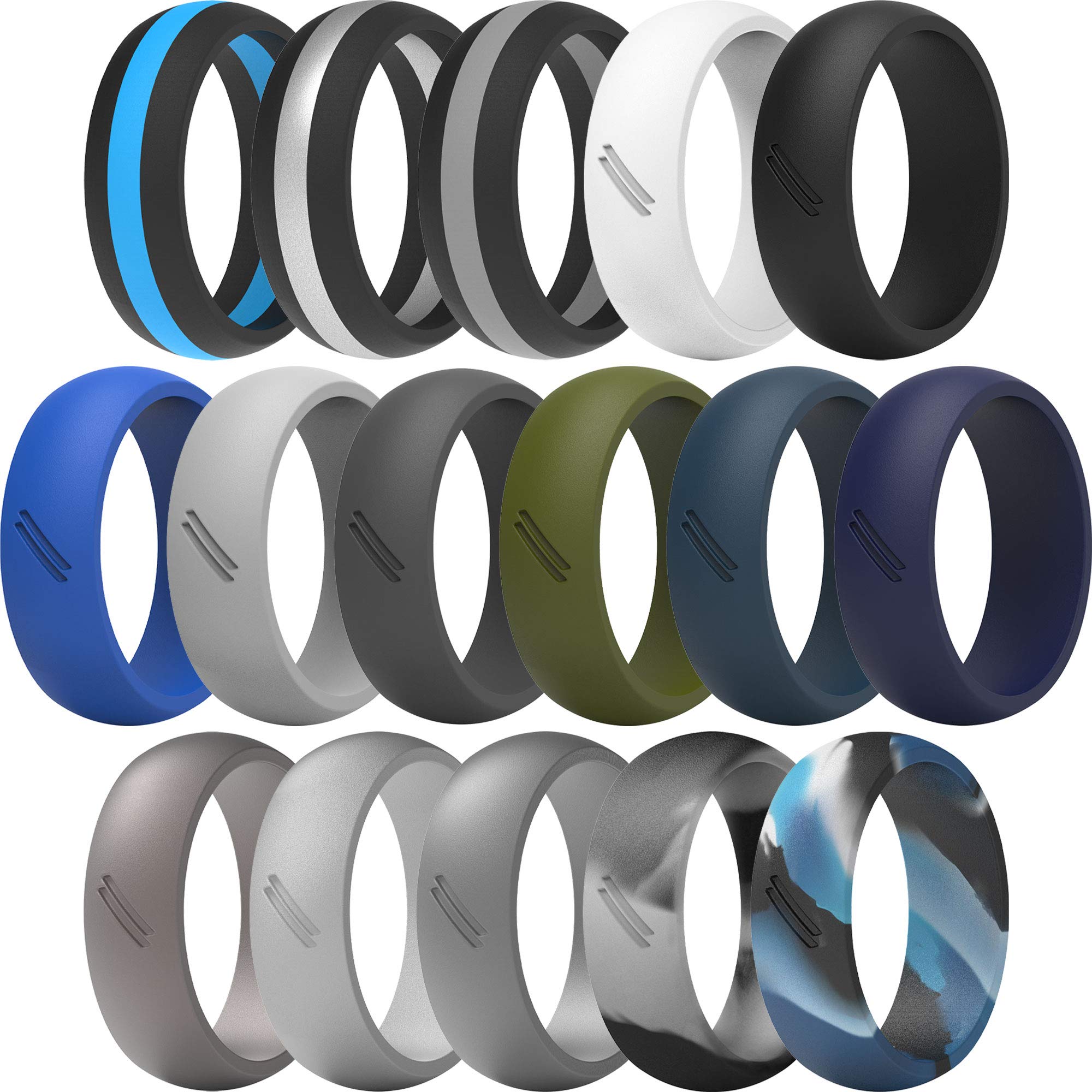 ThunderFit 16-Pack Silicone Wedding Rings for Men - 8.7mm Wide 2.5mm Thick Durable Rubber Bands - Perfect for Gym, Swimming, Sports & Outdoor Activities