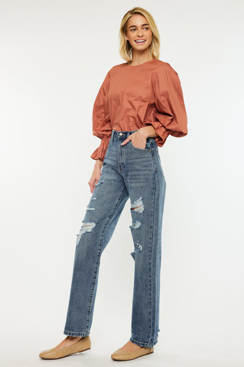 Stephanie Ultra High Rise 90's Boyfriend Jeans for Women - Vintage Distressed Denim Pants with Stretch - Perfect for Casual Outfits & Streetwear Fashion