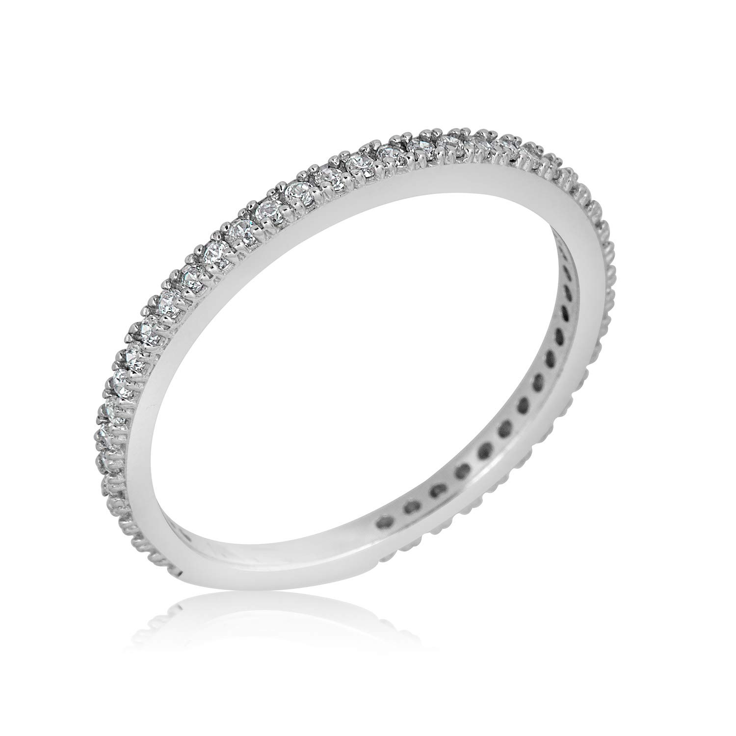 10K Gold Simulated Diamond CZ Fashion Band Ring for Women - Yellow, White & Rose Gold Options | Elegant Stackable Ring for Everyday Wear, Gift Giving & Special Occasions