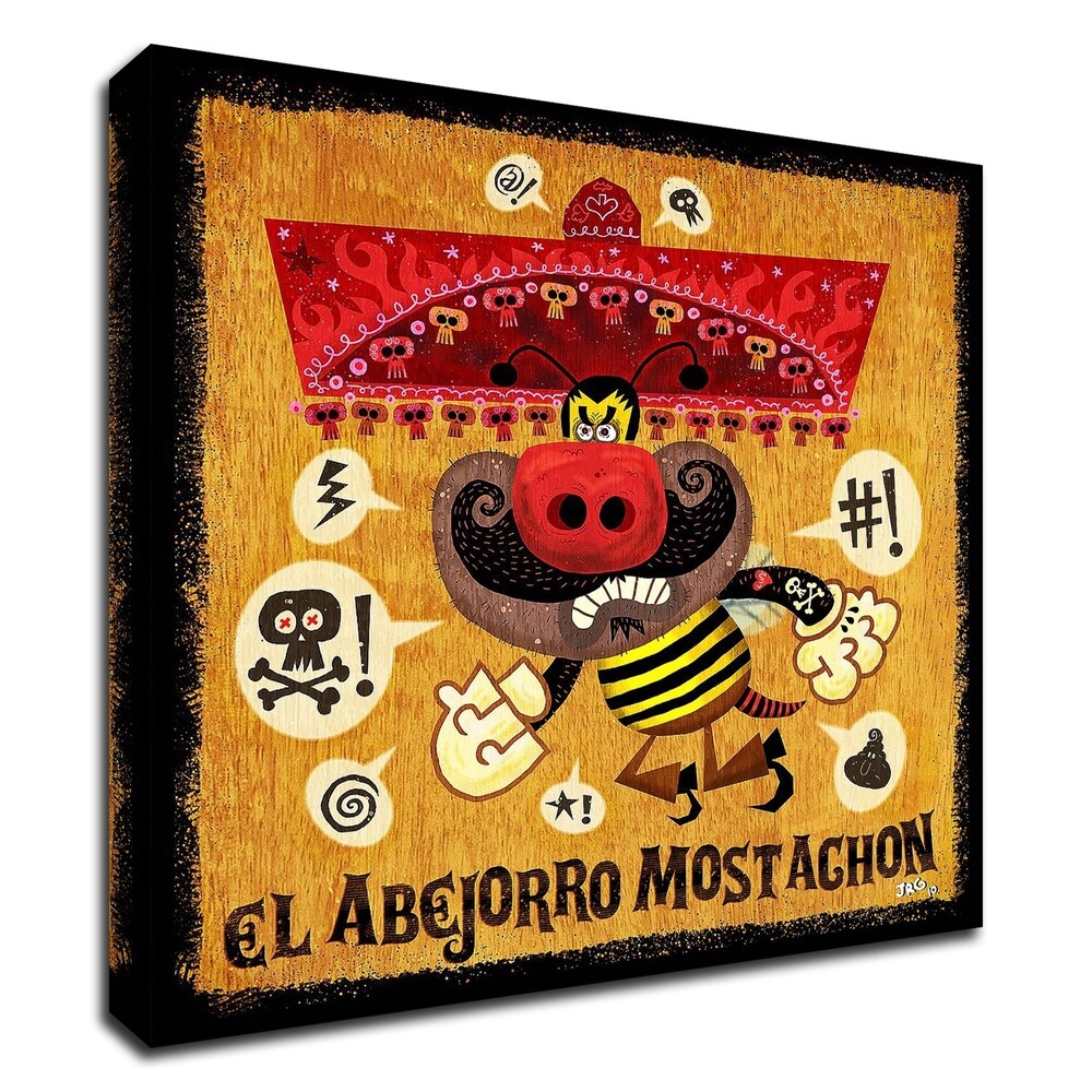 Abejorro Mostachon Art Print by Jorge R. Gutierrez - Vibrant Canvas Wall Art Ready to Hang - Perfect for Living Room, Bedroom or Office Decor