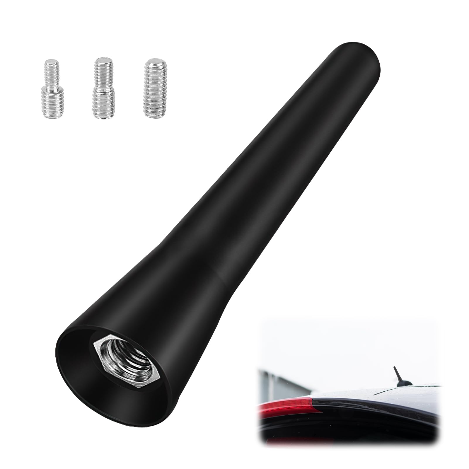 6.5cm Mini Universal Short Car Antenna - FM/AM Radio Reception with M4/M5/M6 Screws - Compatible with All Car Models, Trucks & Vehicles | Compact Design for Improved Signal & Stylish Look