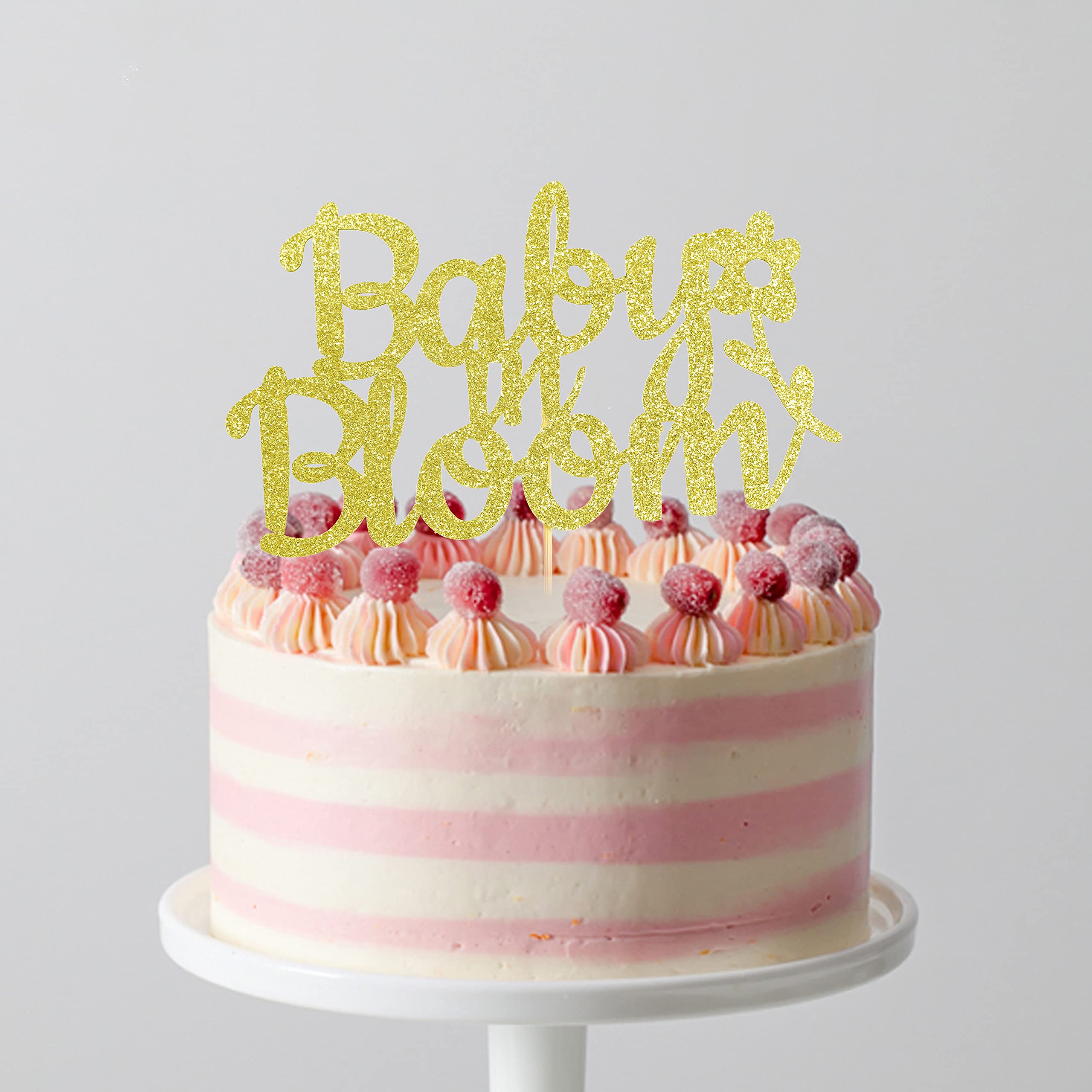 Gold Glitter Baby Cake Topper for Newborn Party - Elegant Smash Cake Decor & Photo Booth Props - Baby In Bloom Theme - Perfect for 1st Birthday, Baby Shower & Gender Reveal Celebrations