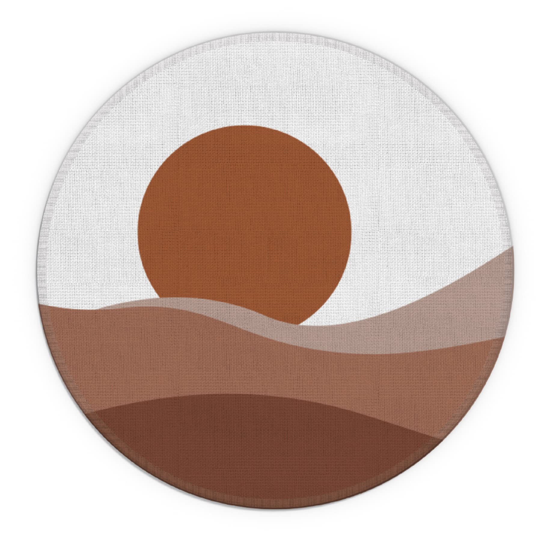 Boho Sun Sunset Desert Landscape Waterproof Round Mouse Pad - 7.9 x 7.9 Inch Non-Slip Rubber Base, Decorative Mousepad for Office, Home, Dorm Desk - Perfect Gift for Boho Lovers, Women & Girls - Ideal for Work, Gaming & Home Decor
