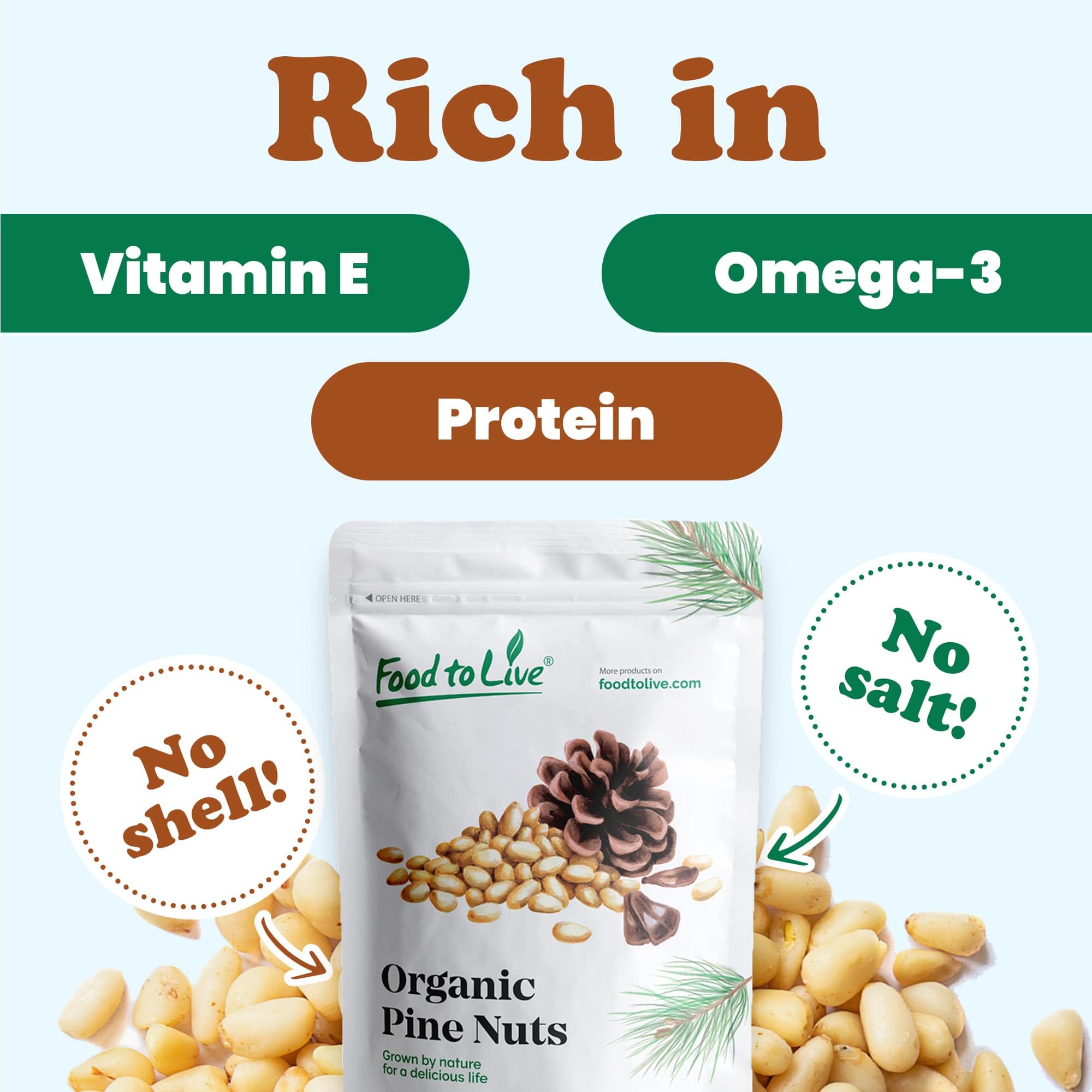 Organic Pine Nuts 4 lbs - Raw, Unsalted, Shell-Free, Non-GMO, Vegan & Kosher Certified | Rich in Vitamin E & Protein | Perfect for Pesto, Salads, Baking, Trail Mix & Healthy Snacking