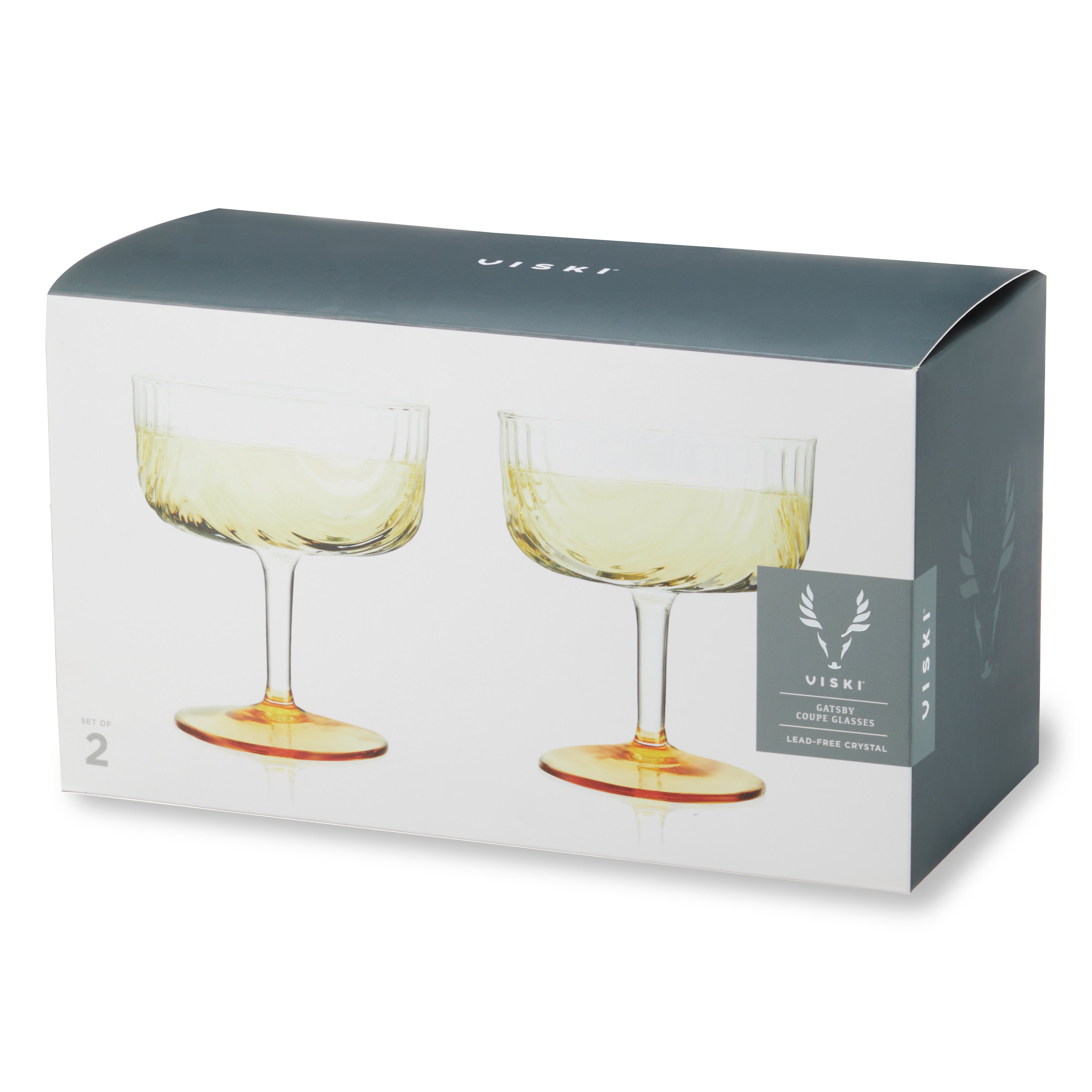 Premium Gatsby Coupe Glasses Set of 2 - Vintage Champagne Flutes for Cocktails, Wine & Sparkling Drinks - Elegant Glassware for Weddings, Parties & Romantic Dinners