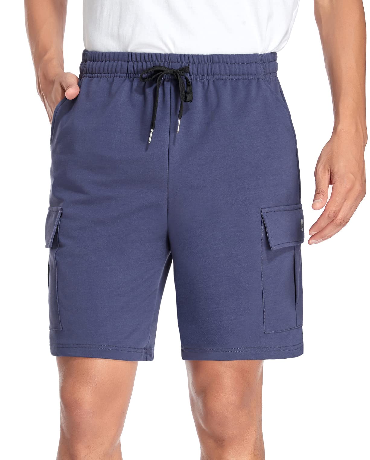 AODULO Men's Lounge Shorts - Soft Cotton Jersey Gym Shorts with Pockets & Drawstring - Perfect for Jogging, Workout, and Casual Wear