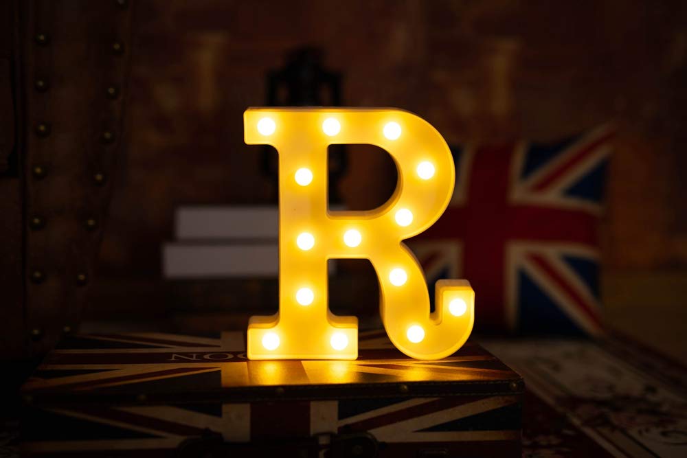 LED Letter Lights - Battery Powered Light Up Letters for Wedding, Birthday, Party & Home Decor - Perfect for Night Light, Christmas Decorations, Bar Signs & Room Decor (Letter R)