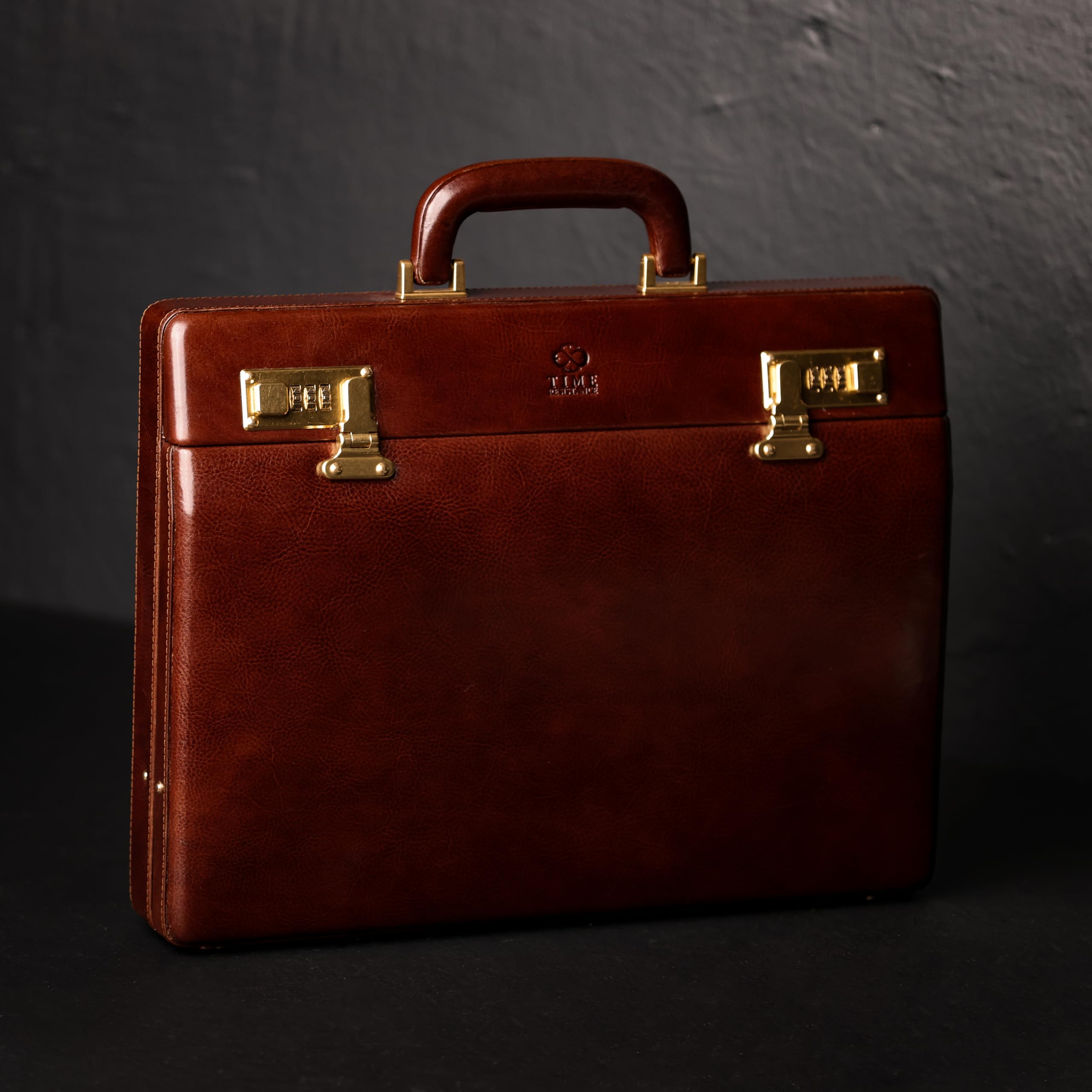 Premium Full Grain Italian Leather Briefcase - Durable Time-Resistant Attache Case with Lock - Fits Laptop up to 15