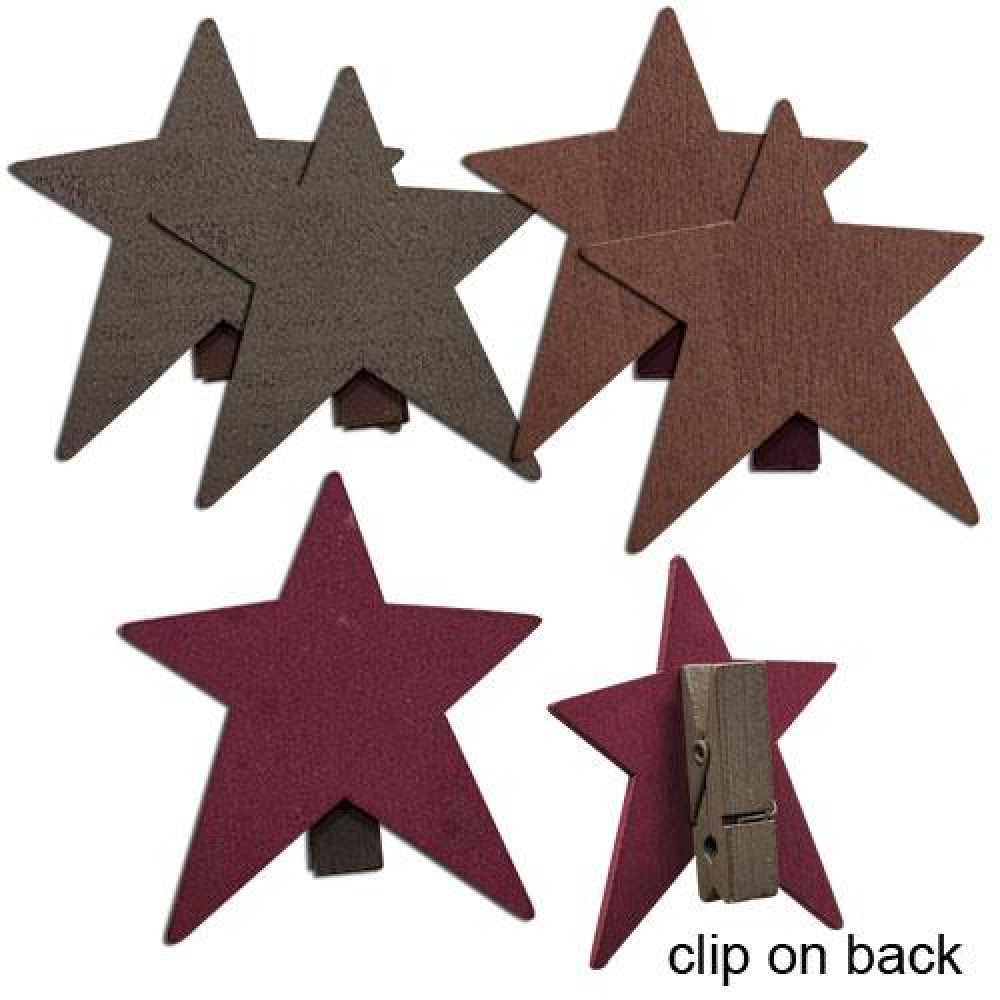 6-Pack Star Shaped Clothes Pins - Colorful Wooden Clothespins for Laundry, DIY Crafts & Photo Display - Perfect for Hanging Clothes, Art Projects & Home Decor