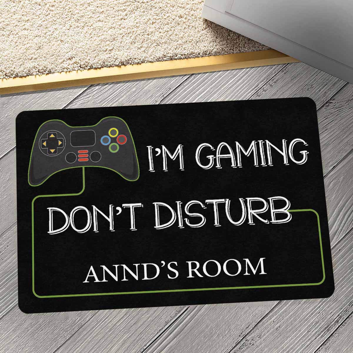 Personalized 'I'm Gaming Don't Disturb' Doormat with Custom Family Name - 24