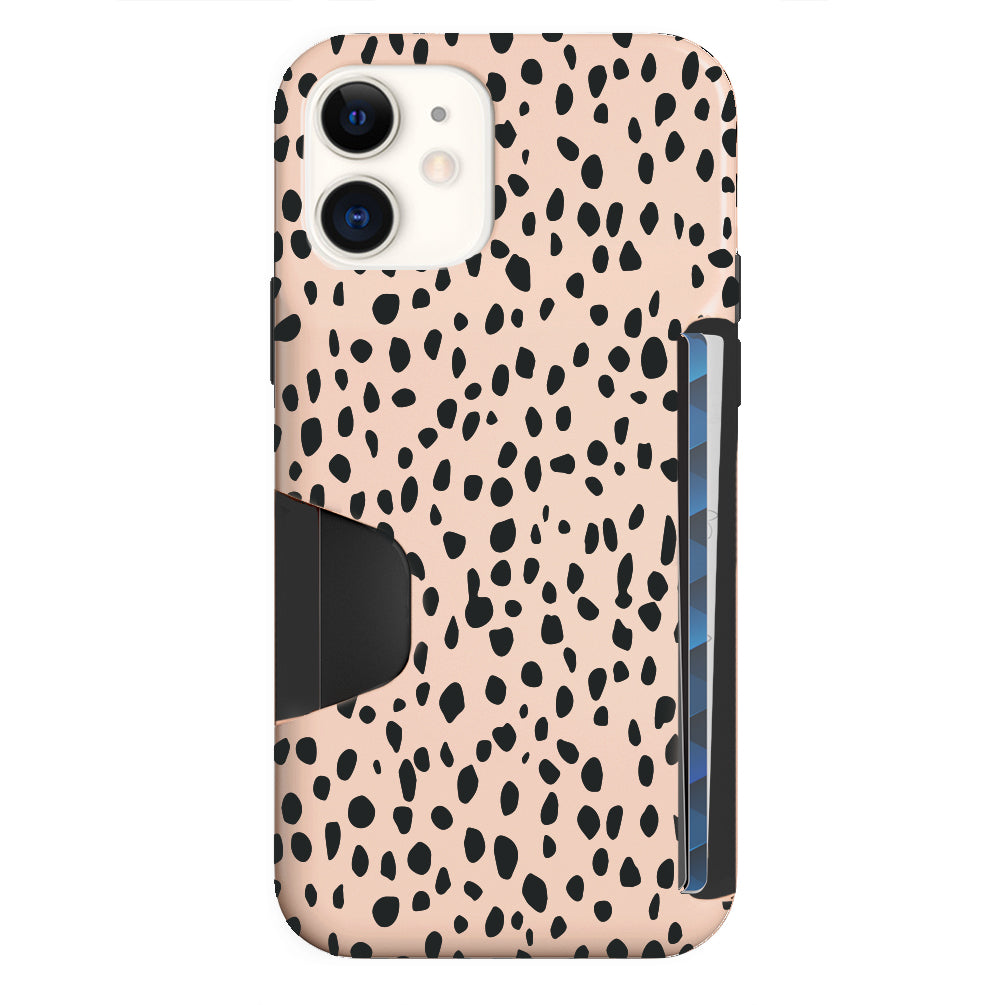 Spotted Cheetah Print iPhone Wallet Case - Slim Protective Phone Cover with Card Holder for iPhone 13/14/15 Pro Max | Perfect for Travel, Shopping & Everyday Use