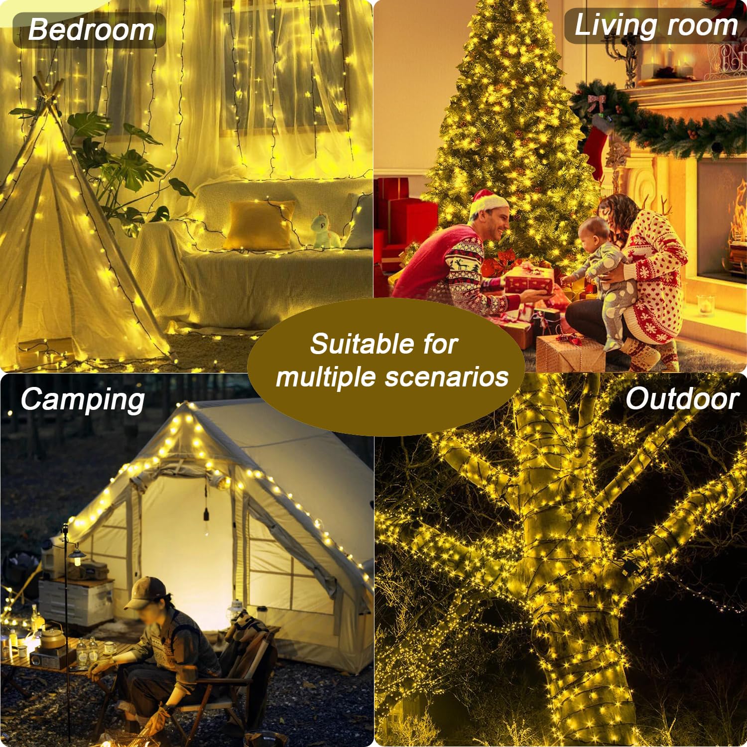 100 LED Battery Remote Control String Lights - 36ft Waterproof Christmas Lights for Indoor/Outdoor Decor, Tree, Wedding, Party, Garden, Wreath & Thanksgiving Decoration | Perfect for Holiday, Home & Event Lighting