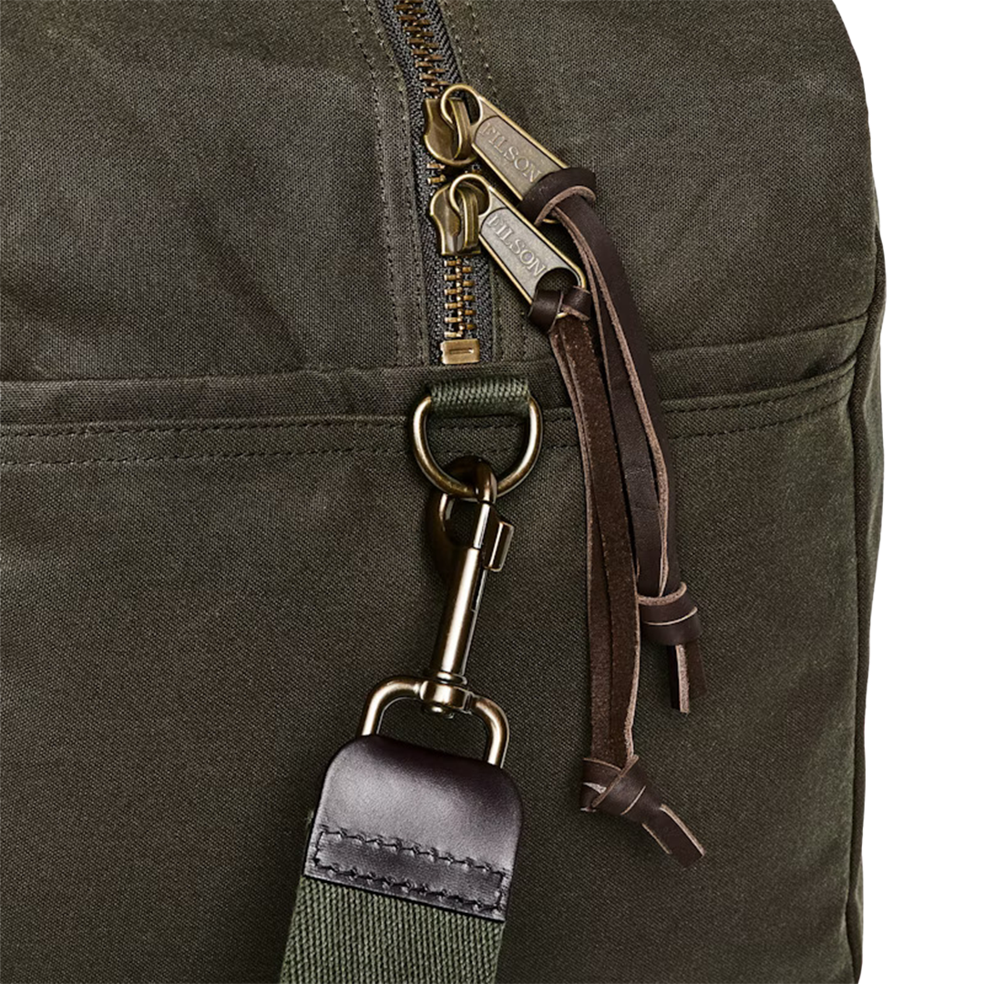 Filson Medium Tin Cloth Duffle Bag - Waterproof Otter Green Travel Duffel for Outdoor Adventures & Weekend Getaways