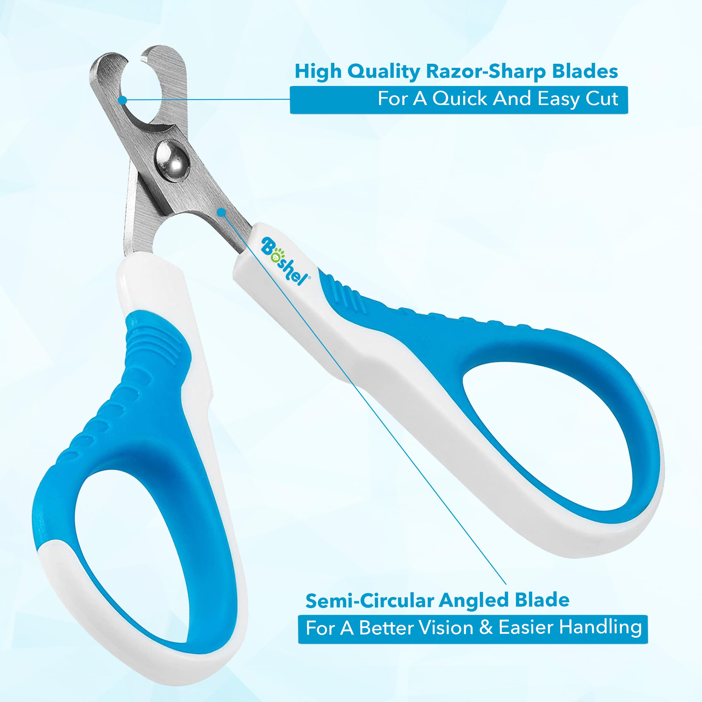 Boshel Cat Nail Clipper - Professional Razor-Sharp & Angled Pet Nail Trimmer with Non-Slip Handle for Small Dogs & Cats | Lightweight Pet Grooming Tool for Safe & Easy Nail Trimming at Home | Perfect for Regular Pet Care & Stress-Free Grooming Sessions