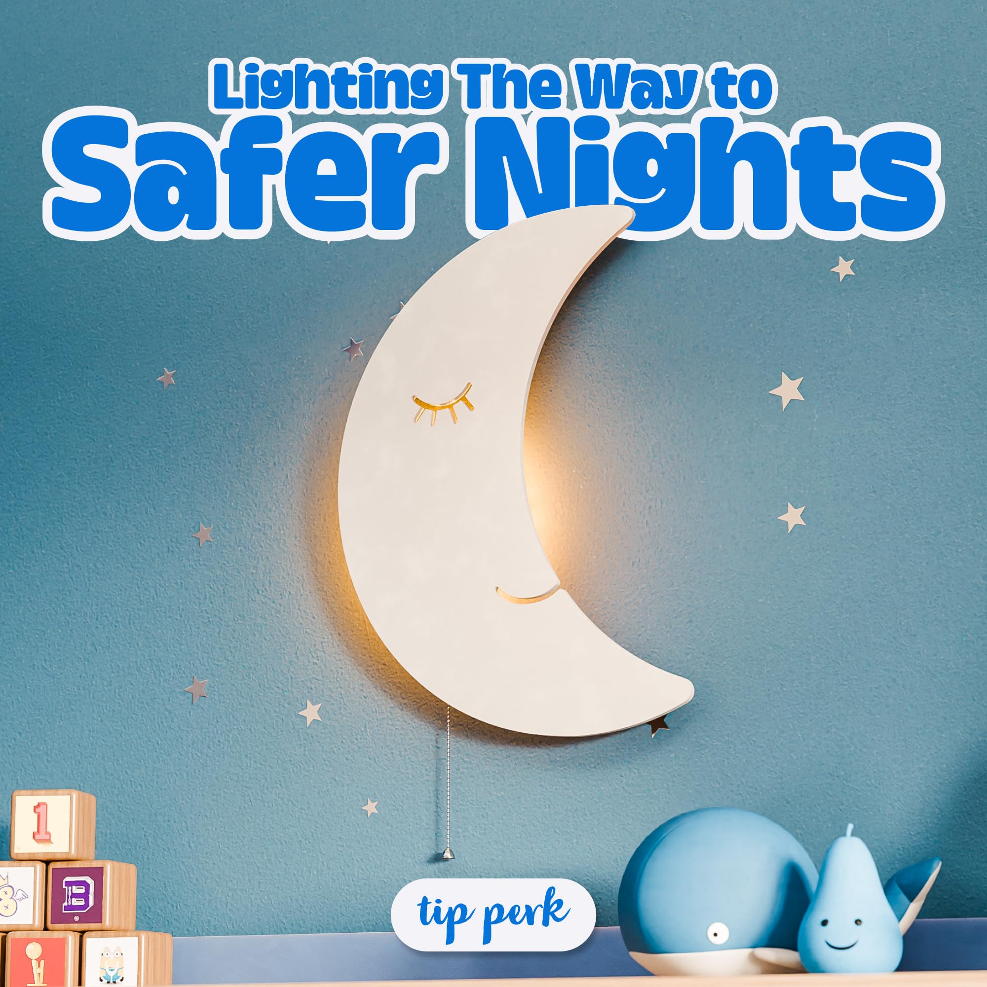 **Moon Lamp for Baby Nursery - Floating Moon Wall Light, Battery-Operated Cordless Night Light for Kids Bedroom & Nursery Decor - Perfect for Soothing Nighttime Ambiance & Bedtime Stories**