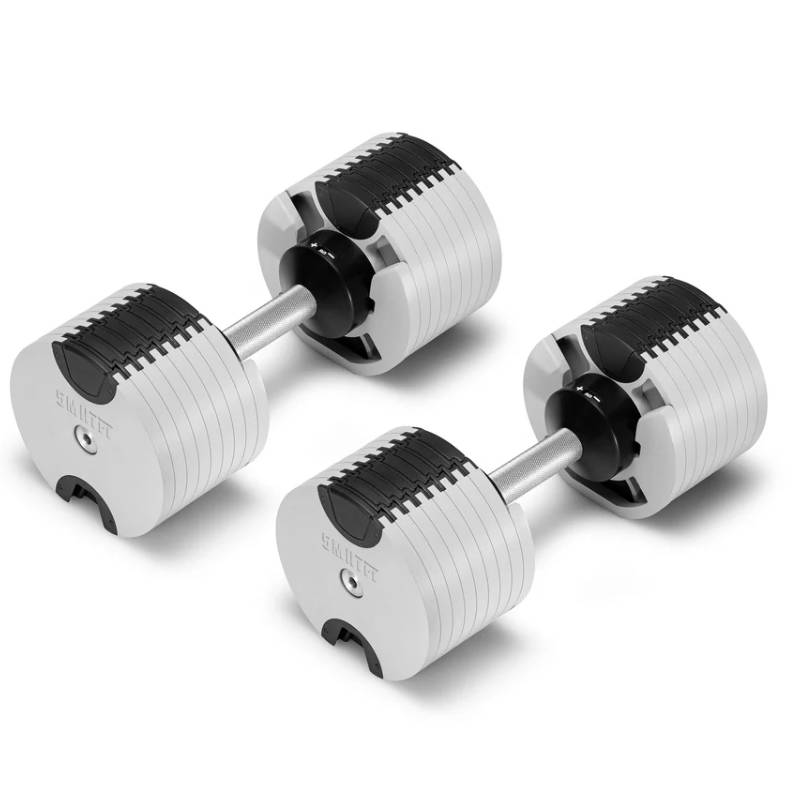 SMRTFT Nüobells 5-80lb Adjustable Dumbbell Pair - Ash Gray - Home Gym Equipment for Strength Training & Weight Lifting