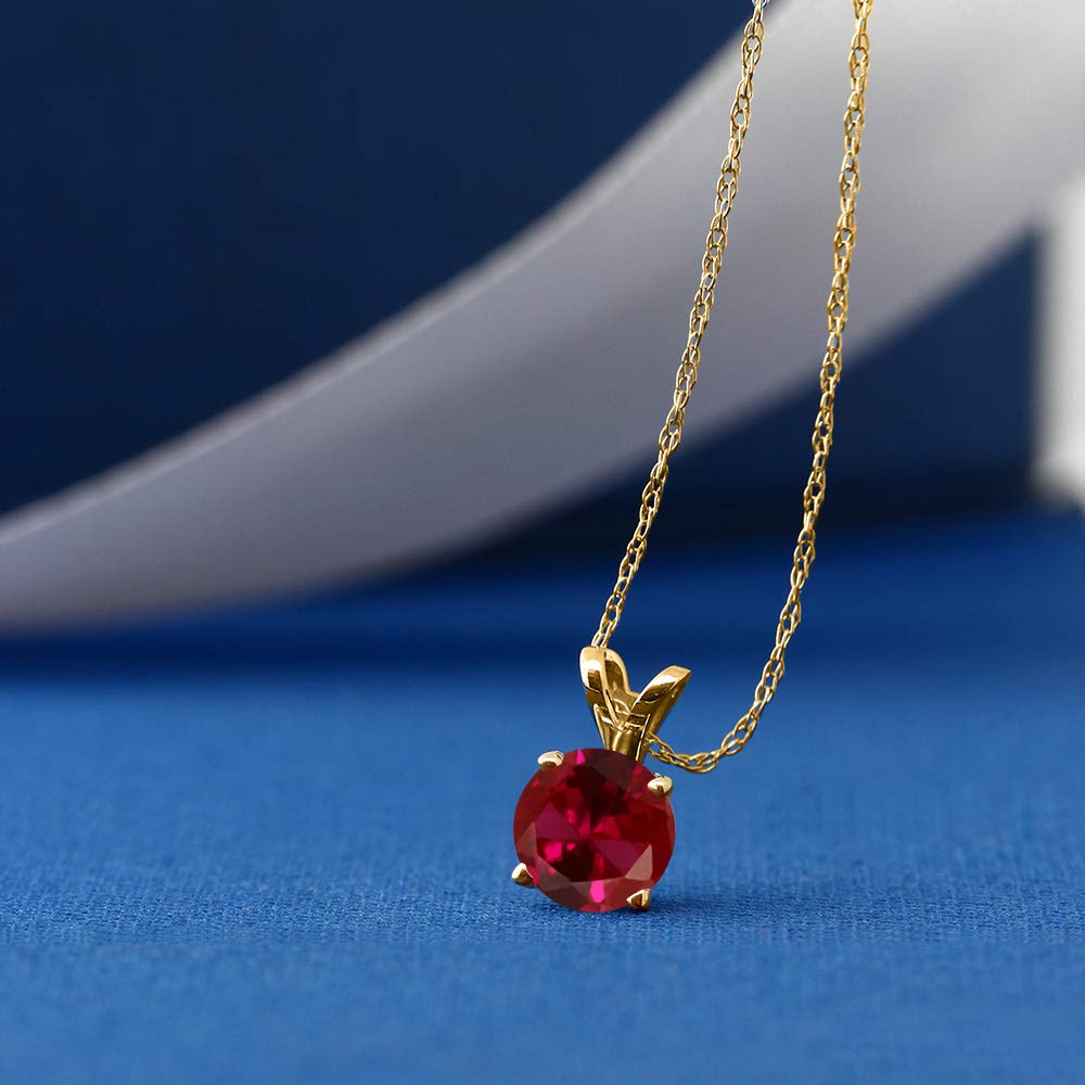 Gem Stone King Solid 14K Gold 6MM Round Birthstone Pendant Necklace for Women - 4-Prong Setting with 18 Inch Gold Chain | Elegant Jewelry Gift for Birthday, Anniversary & Special Occasions