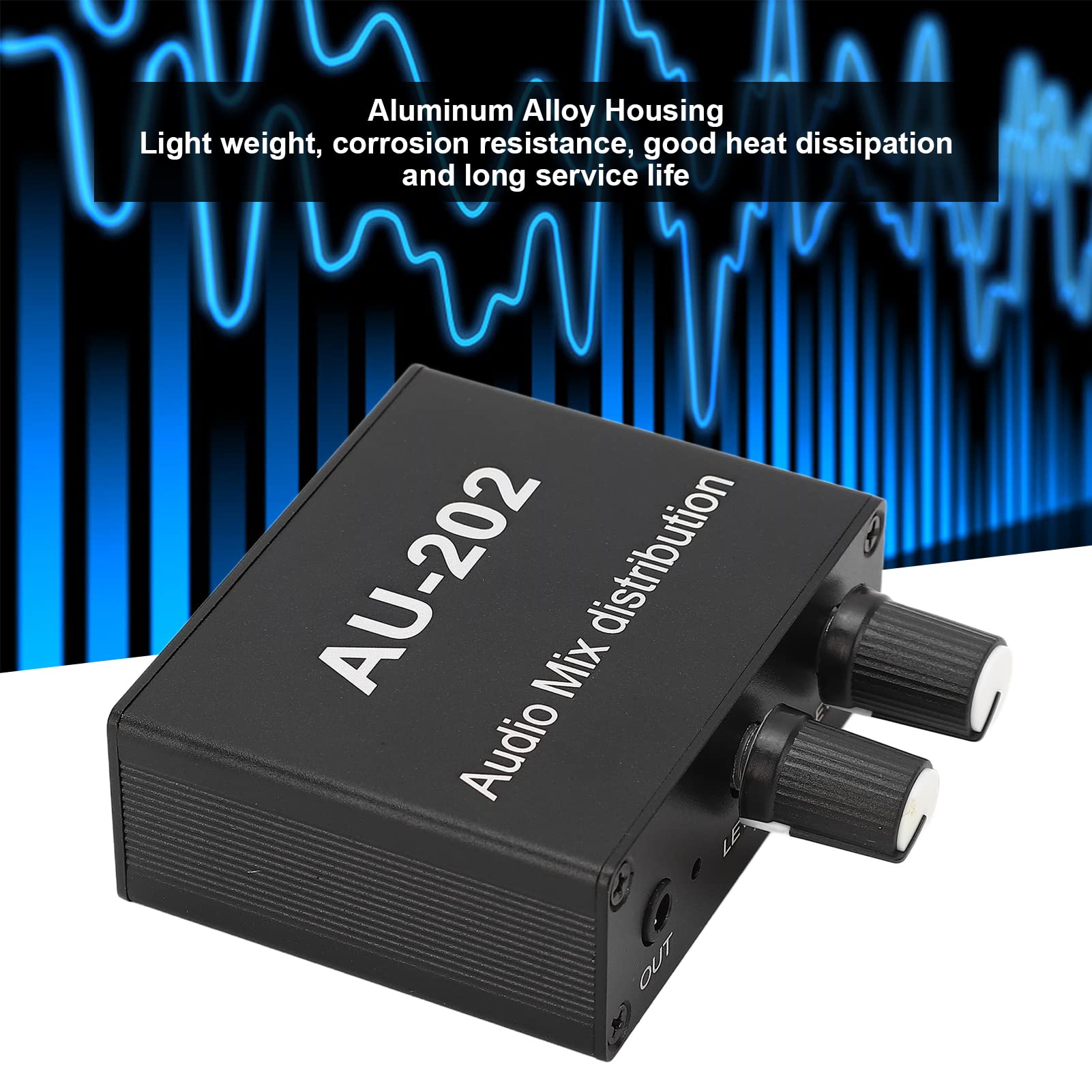 Deosdum 2-in 2-out Stereo Audio Mixer - 3.5mm Jack Plug & Play Aluminum Alloy Mixer Amplifier - Perfect for Podcasting, Live Streaming & Home Studio Recording
