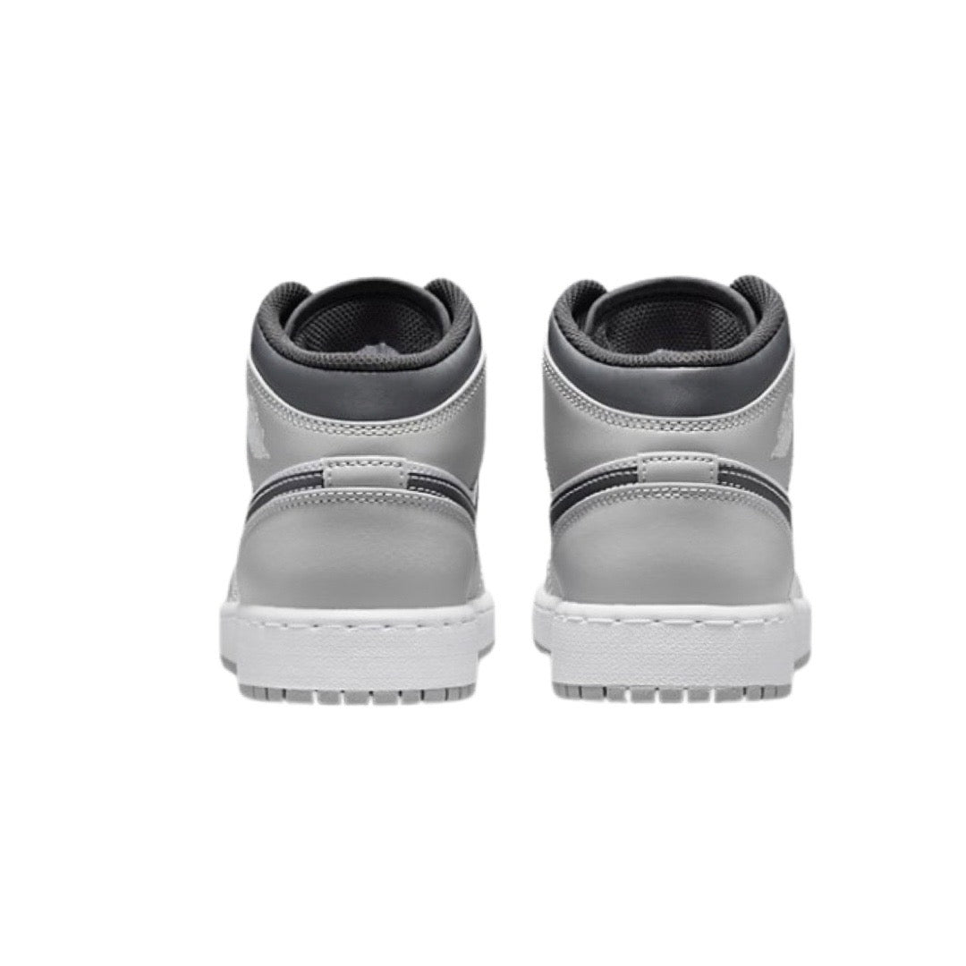 Air Jordan 1 Mid GS Sneakers - Light Smoke Grey/Black/White Basketball Shoes for Women & Girls - Perfect for Casual Wear, Sports & Street Fashion