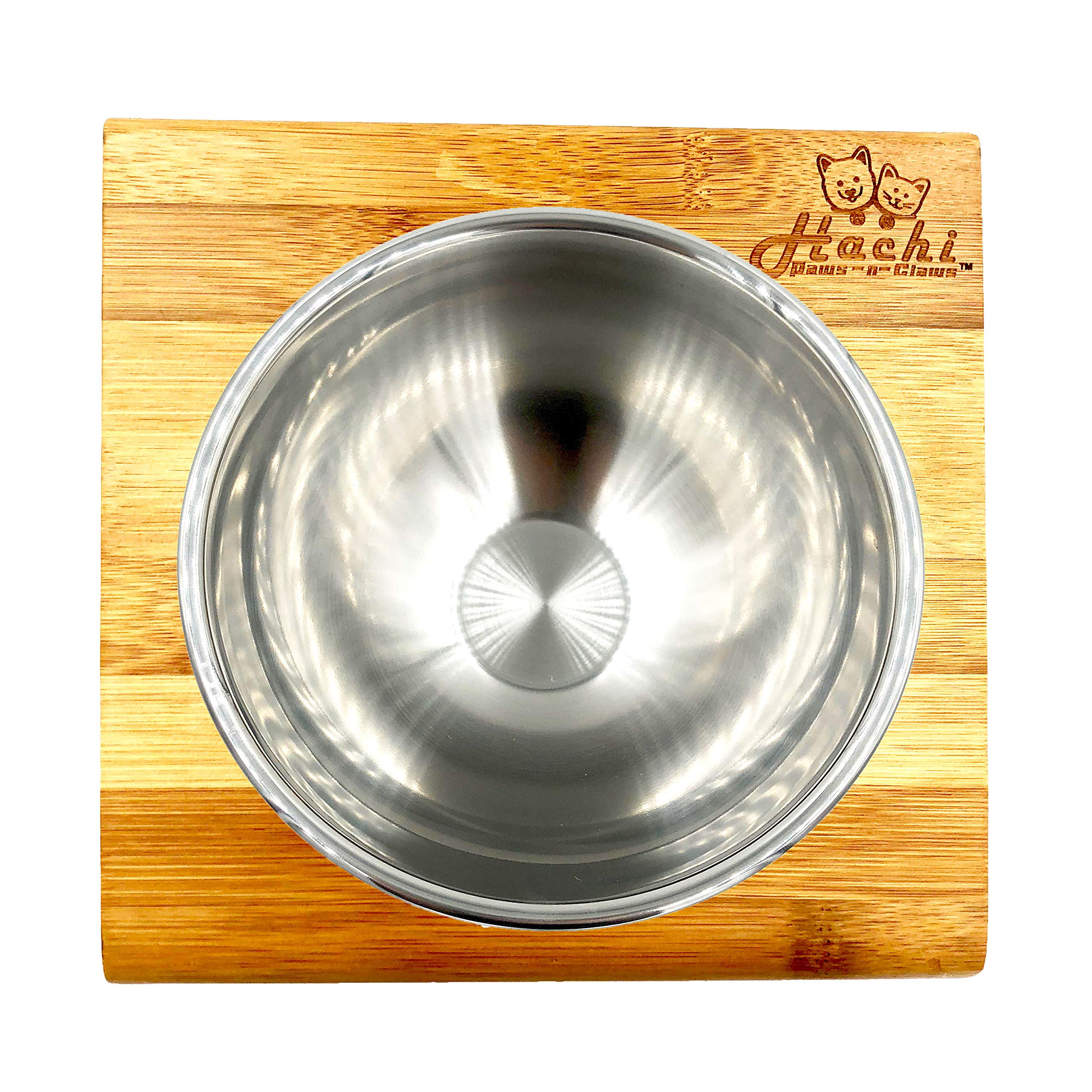 Elevated Slanted Pet Bowl for Cats & Dogs - Bamboo Raised Dog & Cat Feeder with Stainless Steel Bowls & Non-Slip Base - Perfect for Small Pets, Senior Animals & Pets with Neck Pain - Ideal for Home, Kitchen & Travel Use
