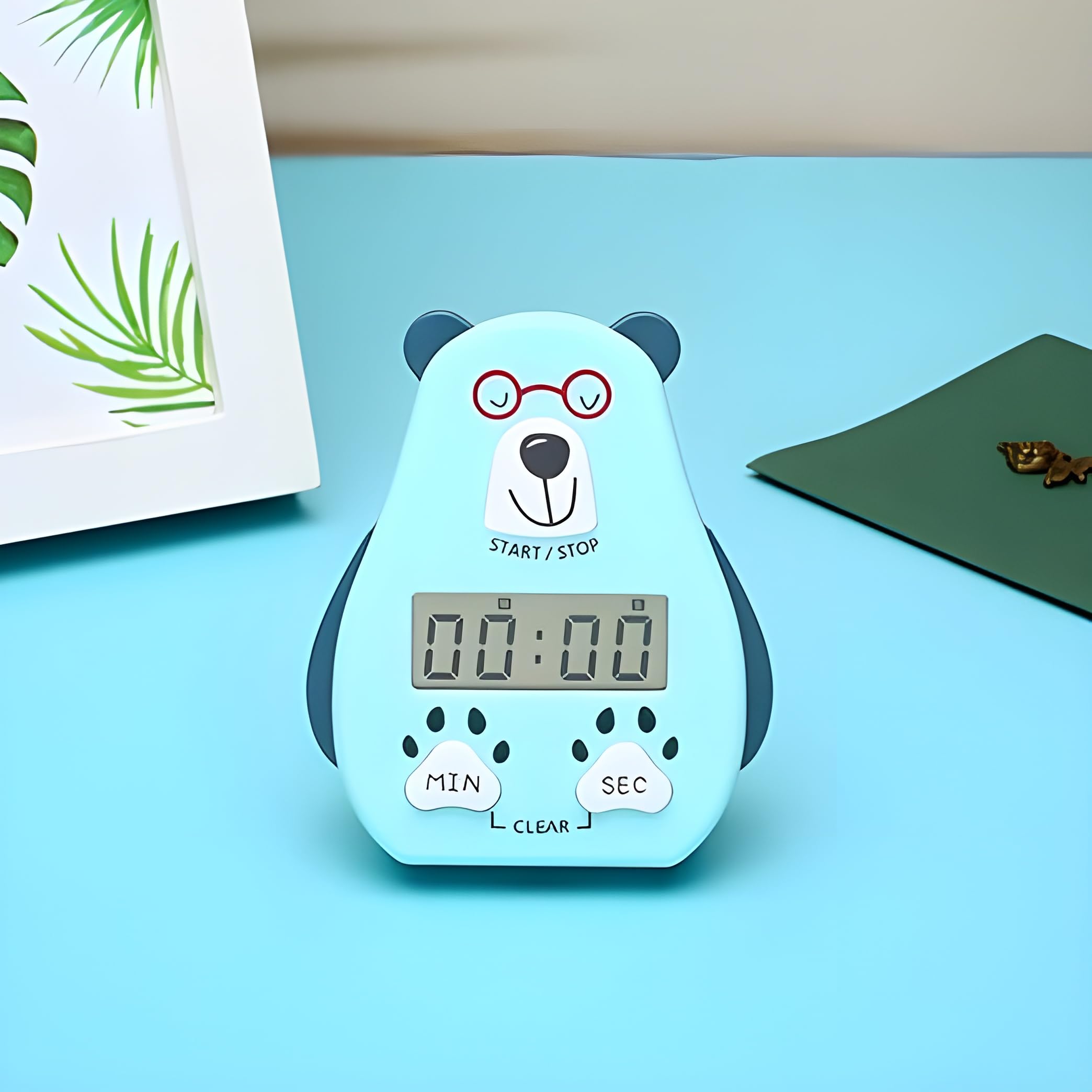KEVANKI Cartoon Bear Timer for Kids - Large LCD Screen, Loud Alarm, Magnetic Back - Study, Cooking, Yoga, Sports Timer - Sky Blue | Perfect for Homework, Kitchen, Gym & Meditation
