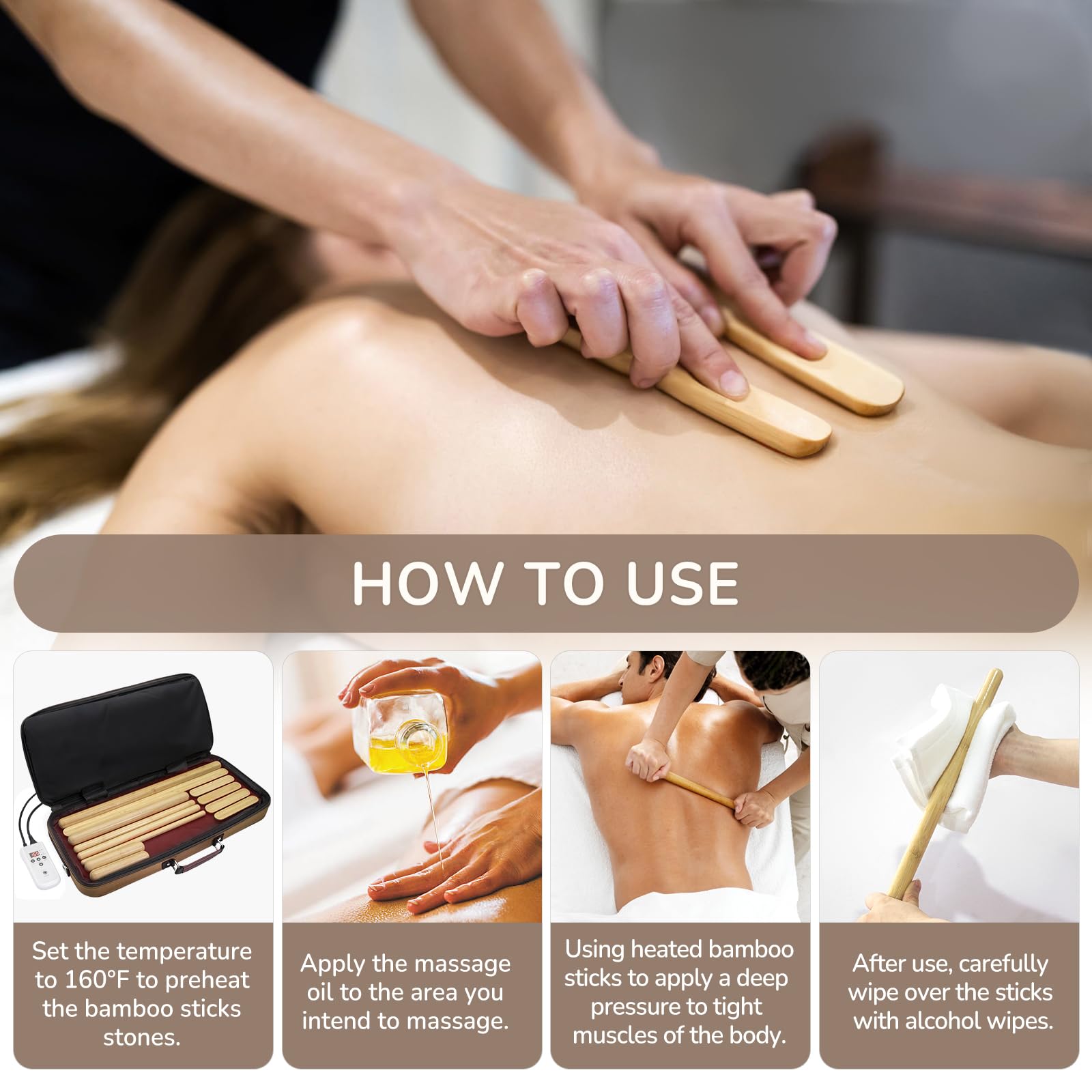 Electric Spa Massage Stone Warmer - Portable Bamboo Heater with 12 Hot Stones for Deep Tissue Massage, Stress Relief & Aromatherapy - Perfect for Home Spa, Salon, Yoga & Self-Care - Ideal for Massage Therapists, Couples & Post-Workout Recovery - Enhance Relaxation & Muscle Recovery - Great for Home Use, Professional Massage & Wellness Retreats