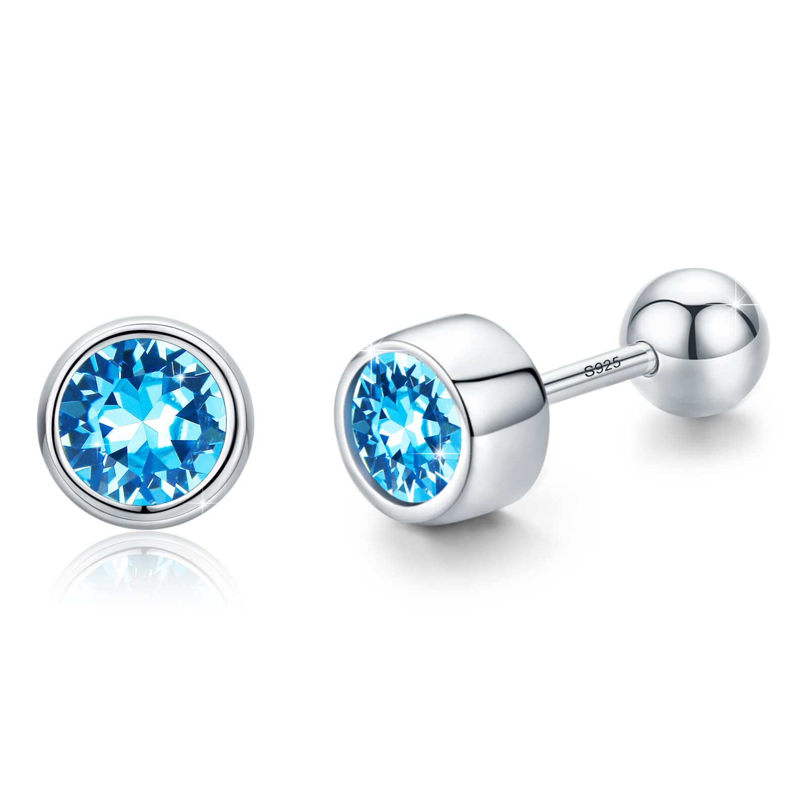 TUGHRA Sterling Silver Tiny Stud Earrings for Women & Teen Girls - Hypoallergenic Small Stud Earrings - Dainty Minimalist Jewelry Gift for Birthday, Mother's Day, Anniversary - Perfect for Everyday Wear & Special Occasions