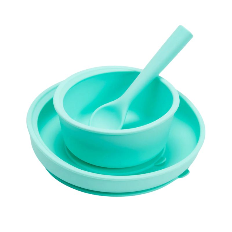 Baby Self Feeding Set - BPA Free Silicone Training Spoon & Fork for Toddlers - Perfect for First Foods, Weaning & Independent Eating at Home or On The Go