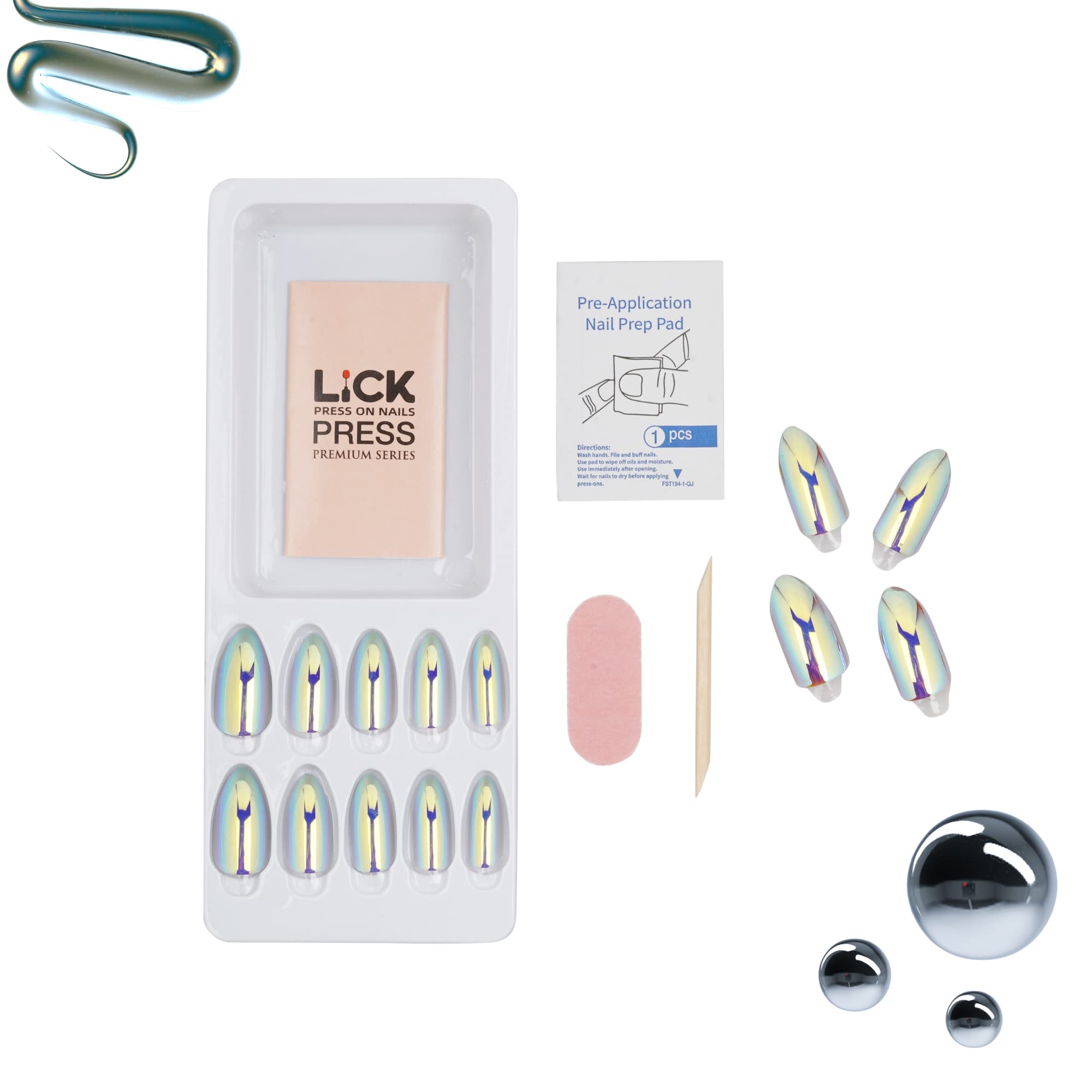 Reusable Metallic Artificial Nails Set - 14 Pcs Acrylic Fake Nails for Women & Girls, No Glue Needed Nail Extension Kit | Perfect for Parties, Weddings & Everyday Glam