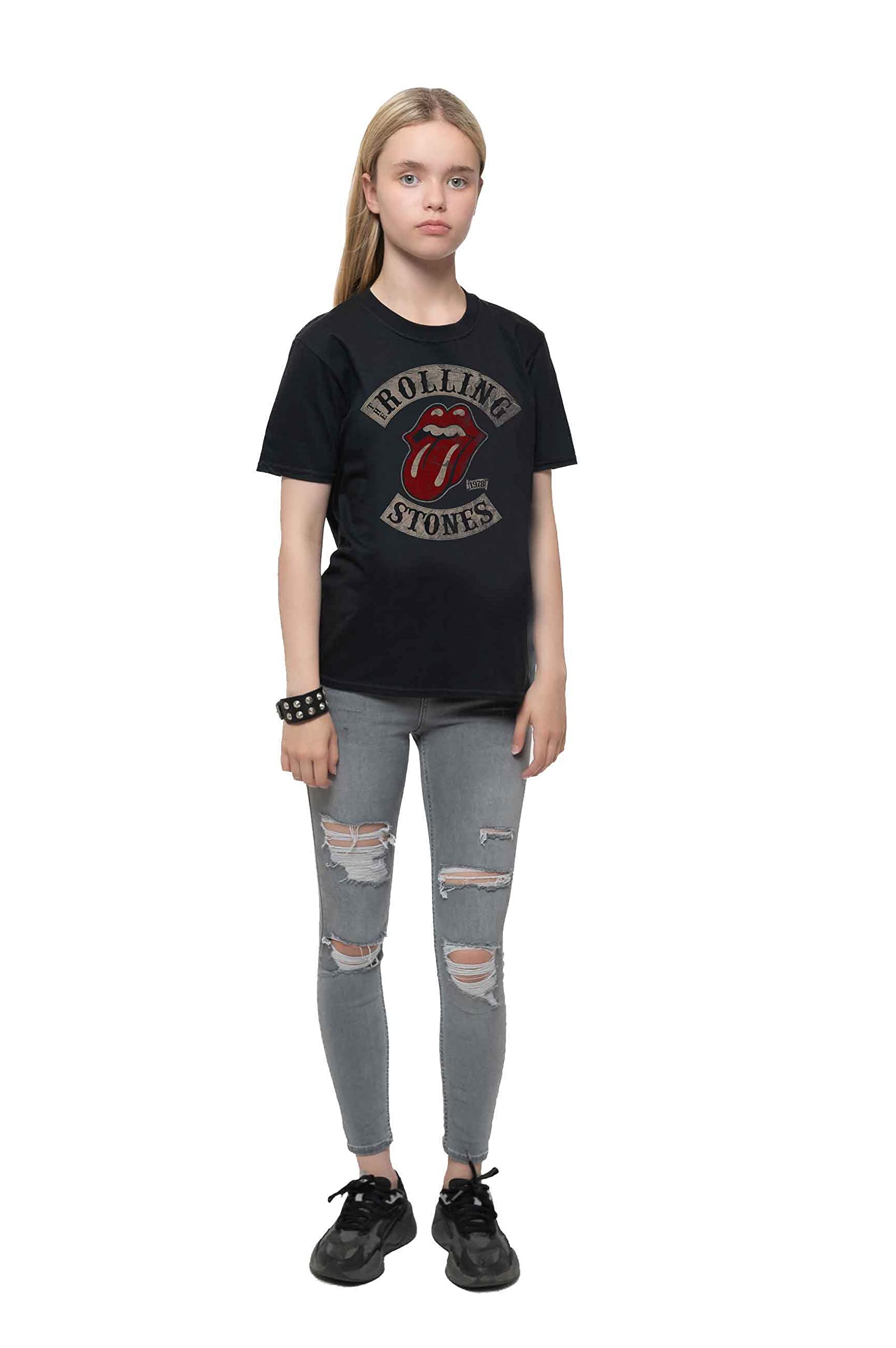 Rolling Stones Tongue Logo 1978 Black Kids T-Shirt for Boys & Girls (Ages 5-6) - Vintage Band Tee for Concerts, School & Casual Wear