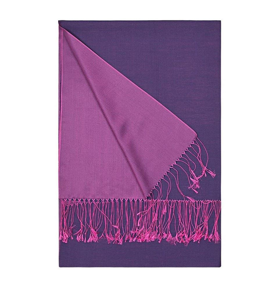 Aker Double Sided Silk Hijab Shawl - Fuchsia & Purple Scarf for Women | Perfect for Prayer, Modest Fashion & Special Occasions