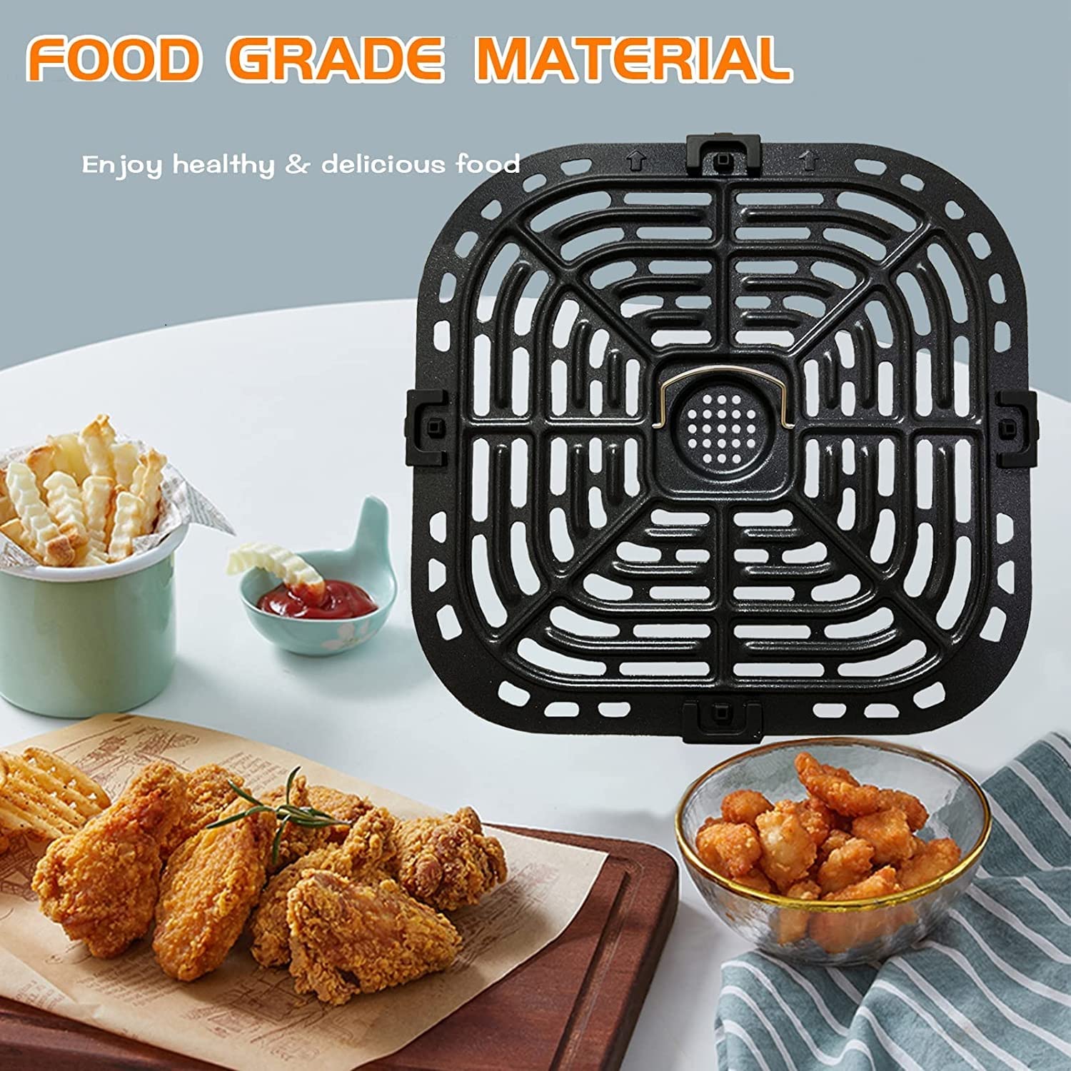 Upgraded Nonstick Air Fryer Grill Pan for Instant Vortex Plus 6QT & 5.7QT Air Fryers - Dishwasher Safe Crisper Plate with Rubber Bumpers | Perfect for Grilling Chicken, Vegetables & Making Crispy Snacks