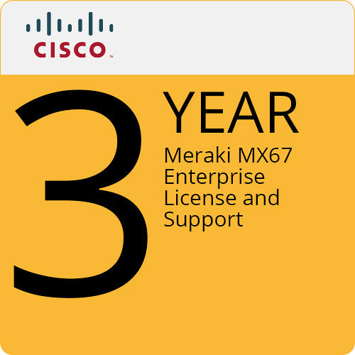 Cisco Meraki MX67 Cloud Managed Router with Advanced Security License - 3 Year Enterprise Network Firewall & VPN Appliance for Small Business & Remote Offices | Secure SD-WAN, Threat Protection & Content Filtering
