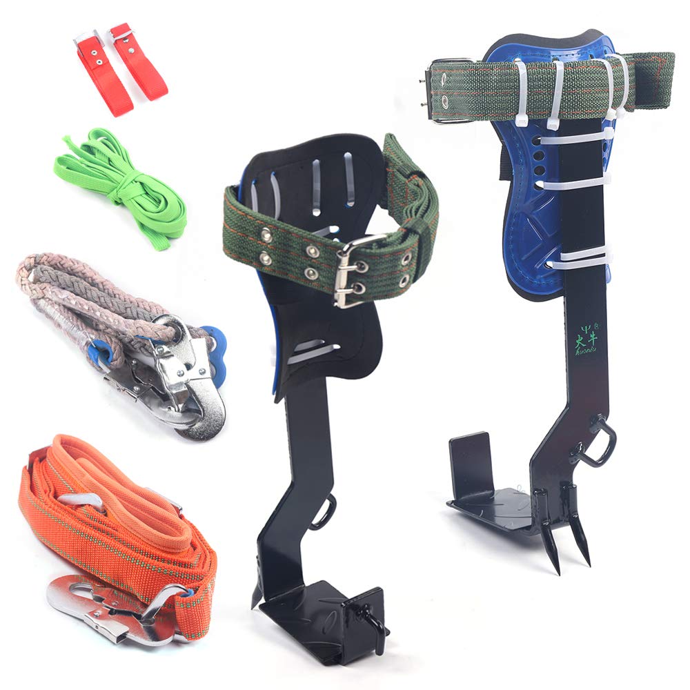 TFCFL Professional Tree Climbing Spikes Set - Adjustable Steel Pole Spurs with Safety Harness, Lanyard & Carabiner - Ideal for Arborists, Fruit Picking, and Outdoor Climbing Adventures