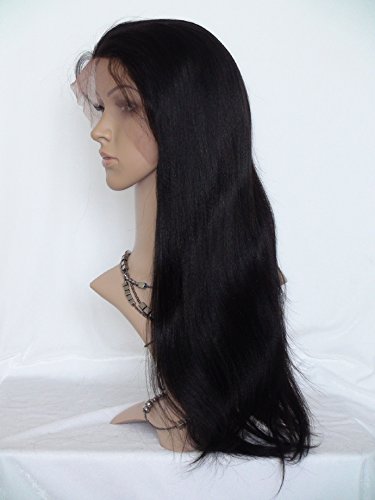8-Inch Lace Front Human Hair Wig - 100% Cambodian Virgin Remy Hair, Italian Yaki Straight Style in #1B Off Black | Perfect for Daily Wear, Cosplay & Special Occasions