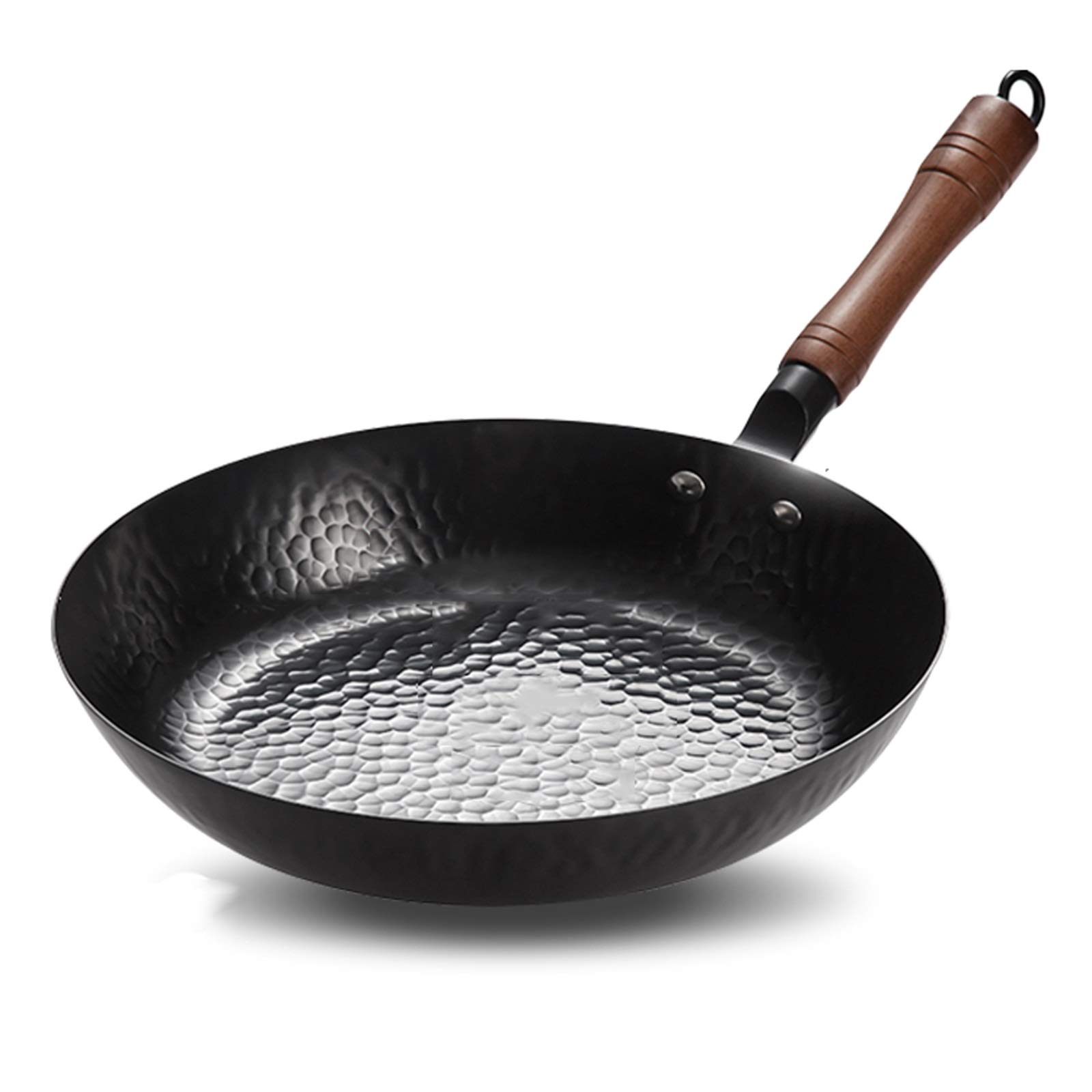 Premium Cast Iron Wok - 14 Inch Uncoated Traditional Chinese Smokeless Stir Fry Pan | Heavy Duty Chef's Wok for High Heat Cooking, Searing, Deep Frying & Asian Cuisine | Perfect for Home Kitchens & Professional Restaurants