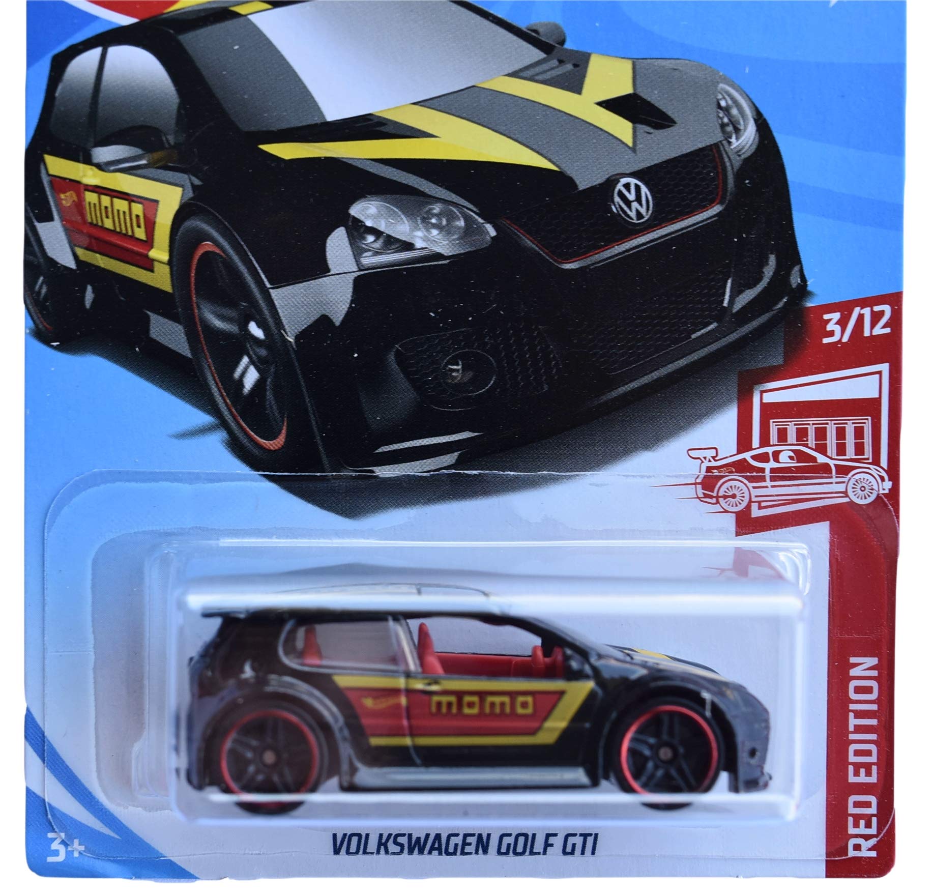 Mattel Hot Wheels Red Edition VW Golf GTI 1:64 Scale Die-Cast Car - Limited Edition 3/12 Black Collectible Toy for Kids & Adults - Perfect for Display, Racing Tracks & Gift Giving