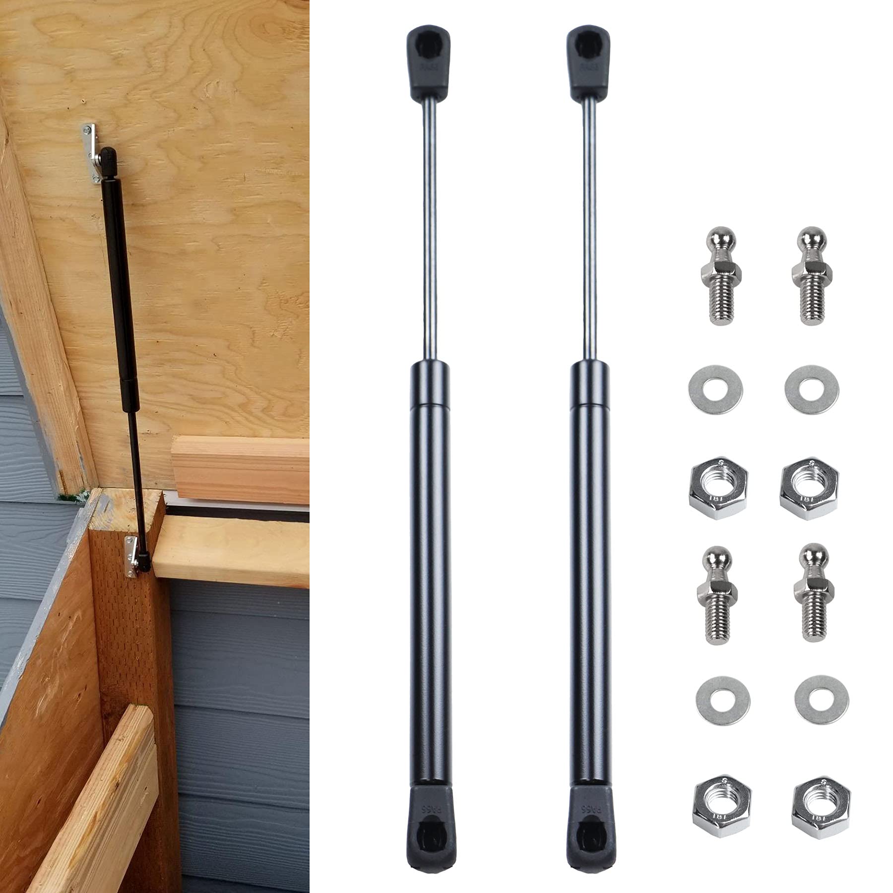 2 Pcs 17 Inch 120 lbs Gas Struts - Heavy Duty Prop Shock Lift Springs for RV Camper Bed, Truck Cap, Boat Hatch, Murphy Bed & Toolbox Lid - Perfect for Smooth Door Lift & Secure Storage
