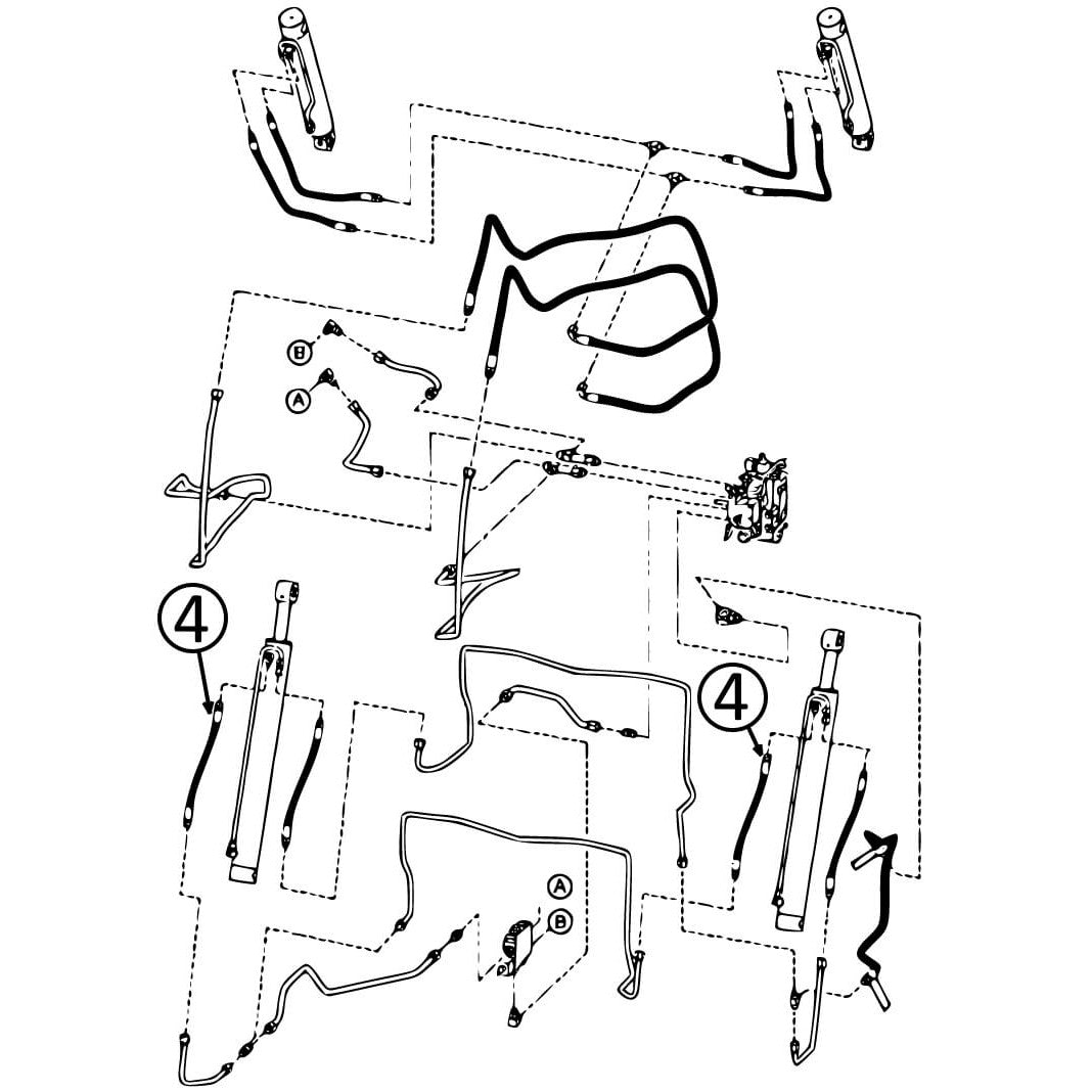Bobcat T300 & T320 Loader Lift Cylinder Hydraulic Hose with Rod Ends #4 - Replacement Part for Skid Steer Loaders - Perfect for Construction, Landscaping, and Farm Equipment Maintenance
