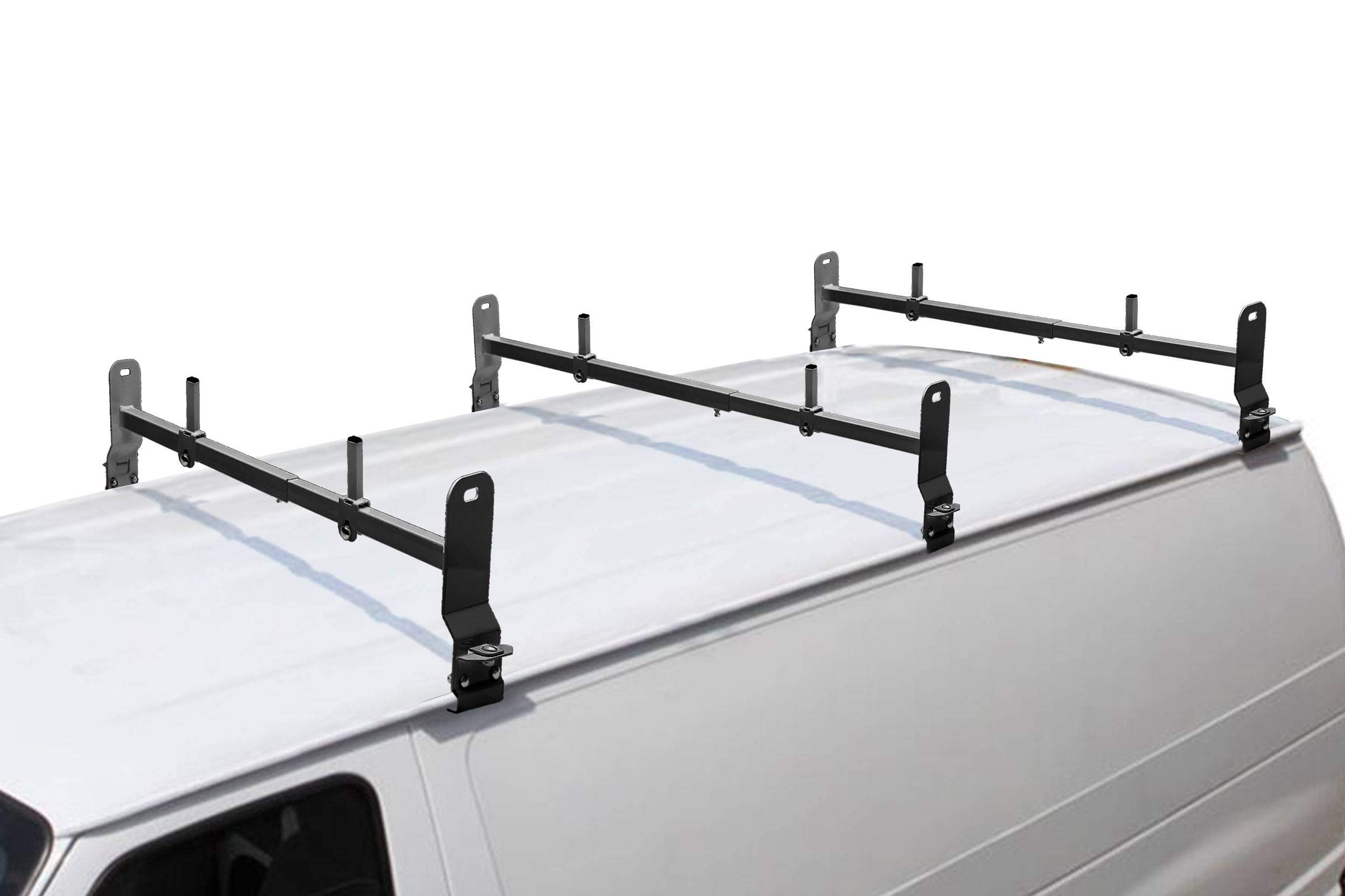 Black Van Rack 3-Piece Set - Clamp-On Installation for Cargo Organization