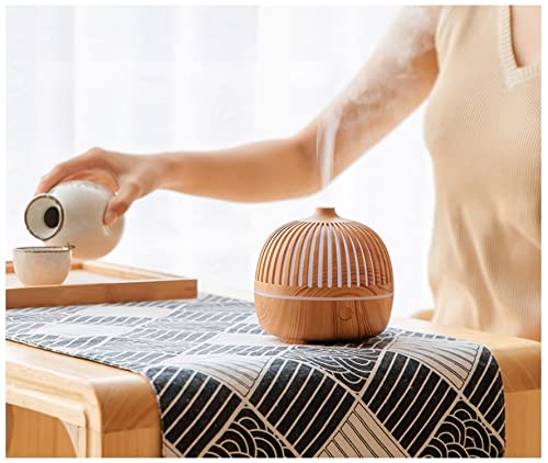 180ml Ultrasonic Wood Grain Essential Oil Diffuser & Humidifier - USB Aroma Mist Maker with LED Light (Black) for Home, Office, Yoga & Spa Relaxation