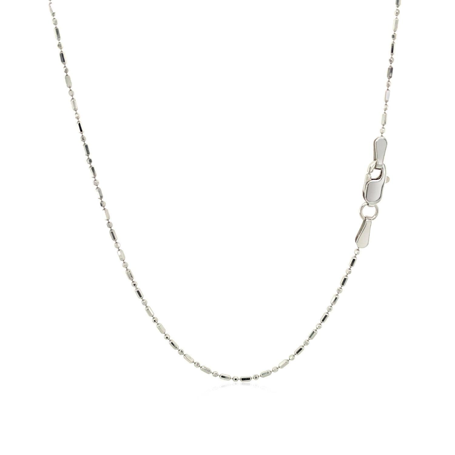 14K White Gold Diamond Cut Bead Chain Necklace 1.0mm - Elegant Layering Piece for Women, Perfect for Everyday Wear & Special Occasions