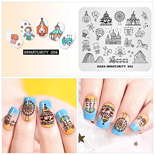 Cute Clown Nail Stamping Plates - KADS DIY Nail Art Templates for Manicure (IM004) | Professional Nail Design for Parties, Halloween & Special Occasions
