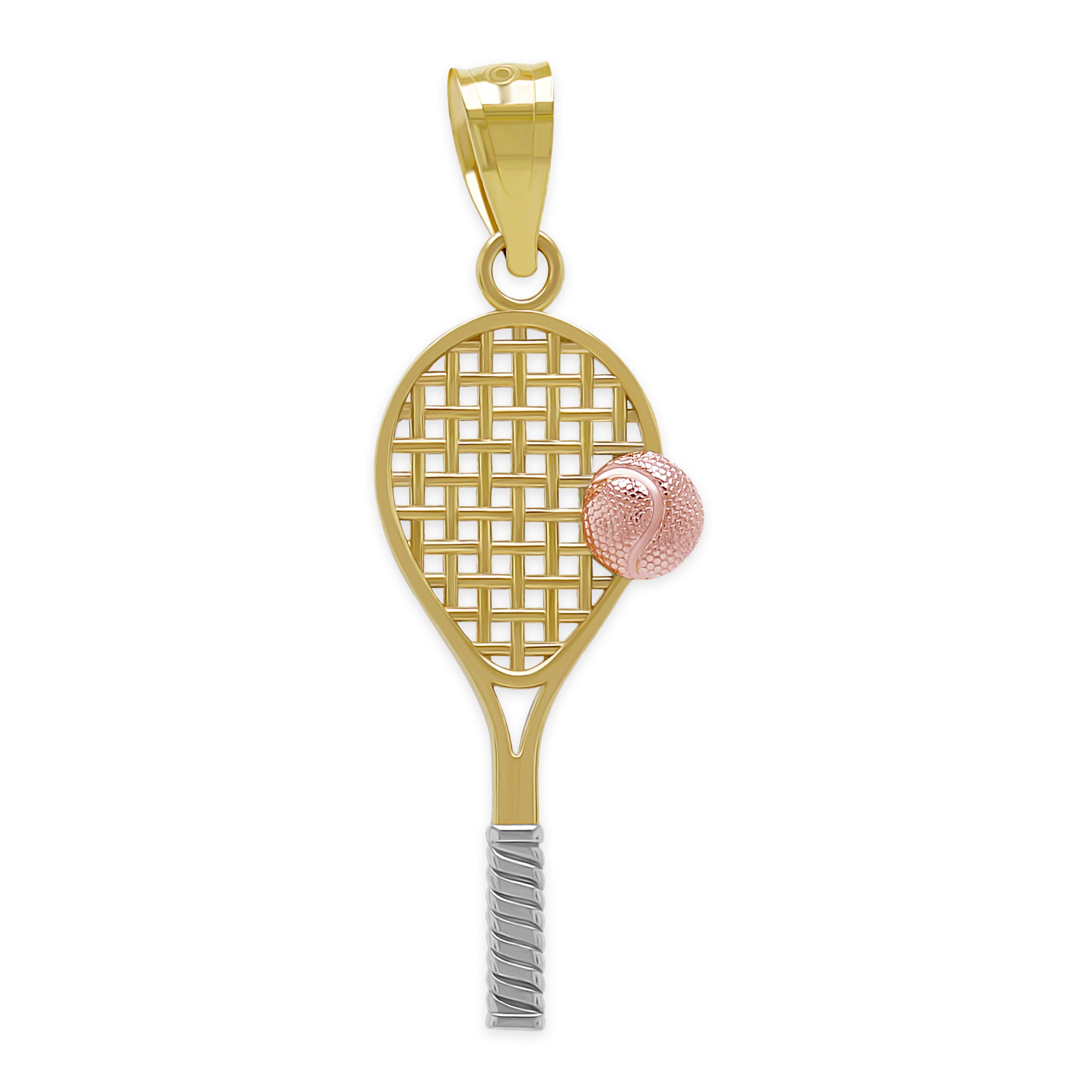 10K Gold Tennis Racquet Charm Pendant - Elegant Sport Jewelry for Women & Men - Perfect Gift for Tennis Lovers, Players & Coaches - Great for Necklaces, Bracelets & Special Occasions