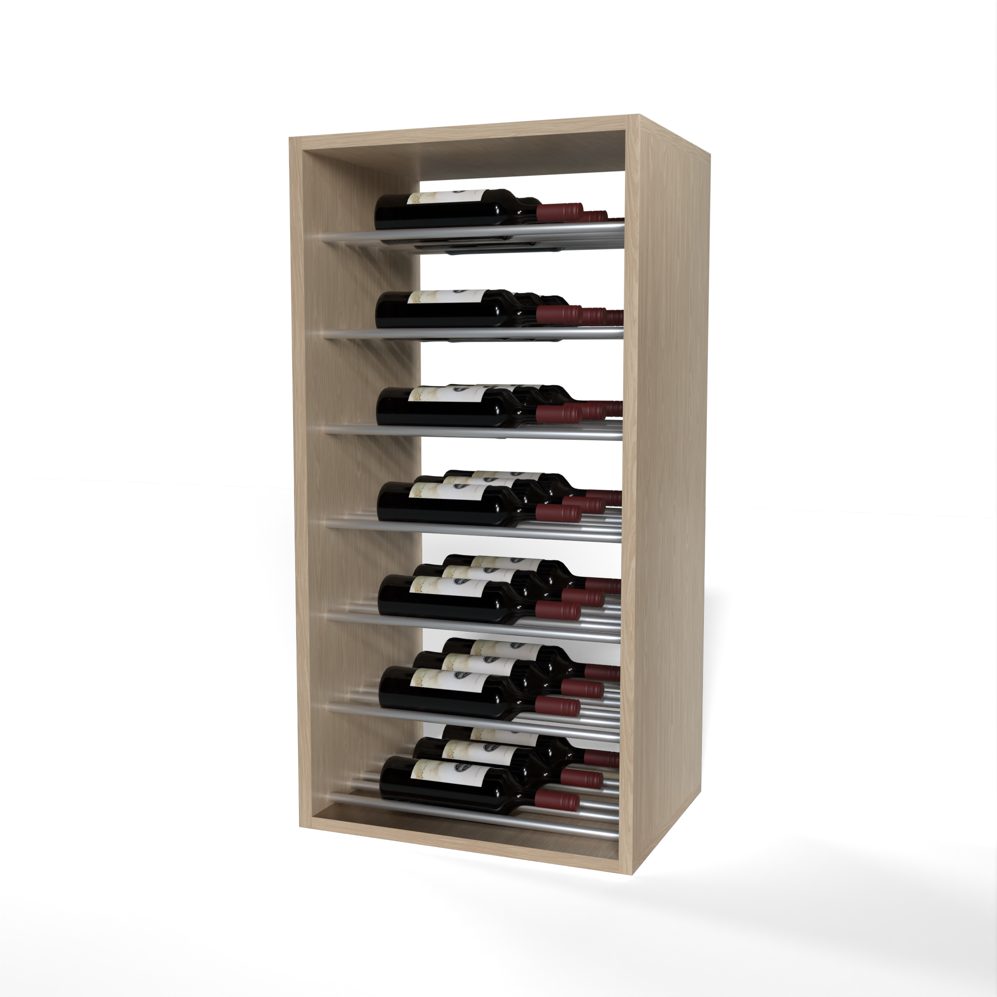 GrandCellar™ 4 Column Full Depth Horizontal Wine Rack Display with 36 Silver Metal Rods - Perfect for Wine Cellars, Restaurants & Home Bars